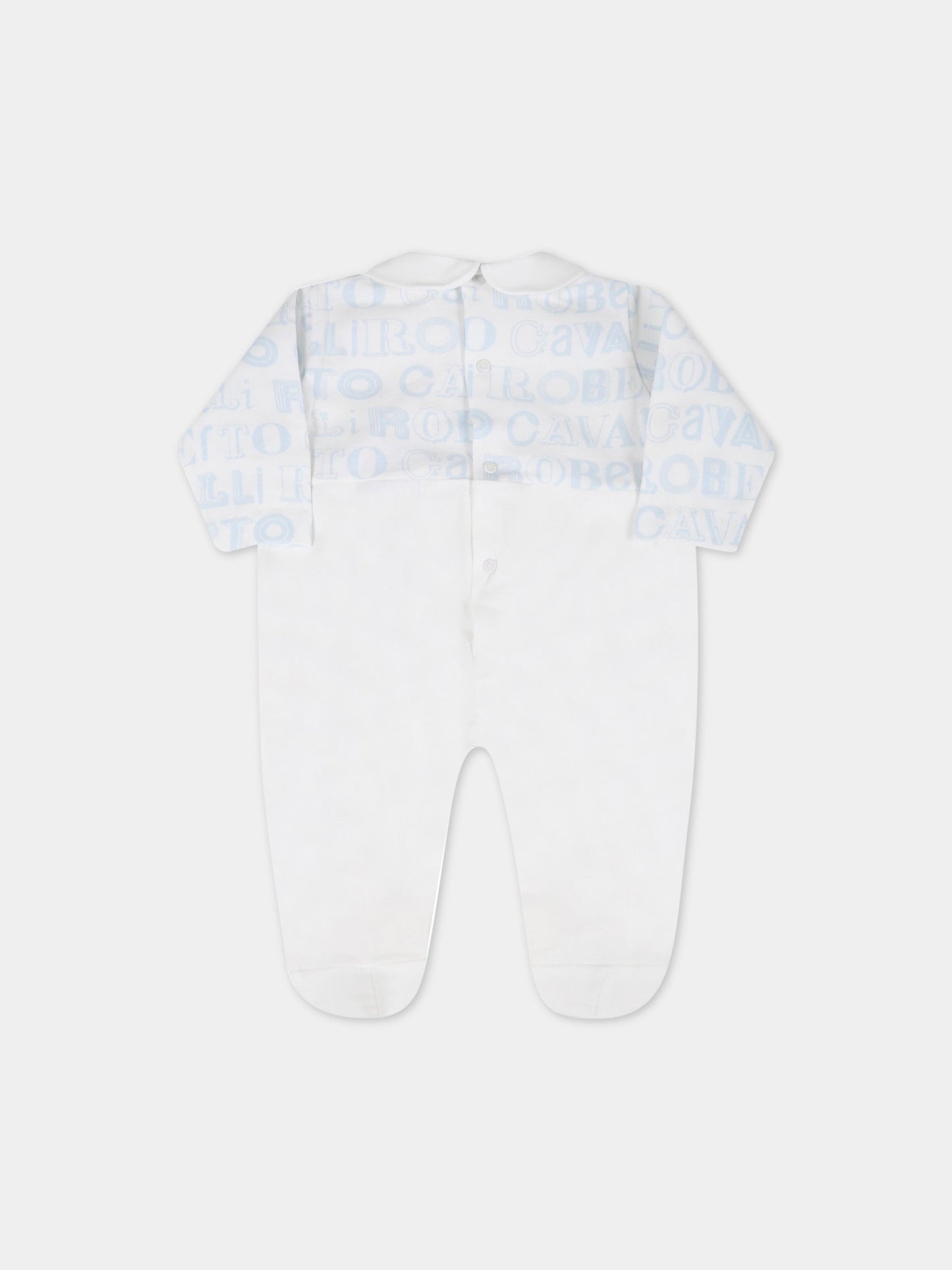 Set bianco per neonato con loghi,Roberto Cavalli Kids,MJT80A JMA93 D0537