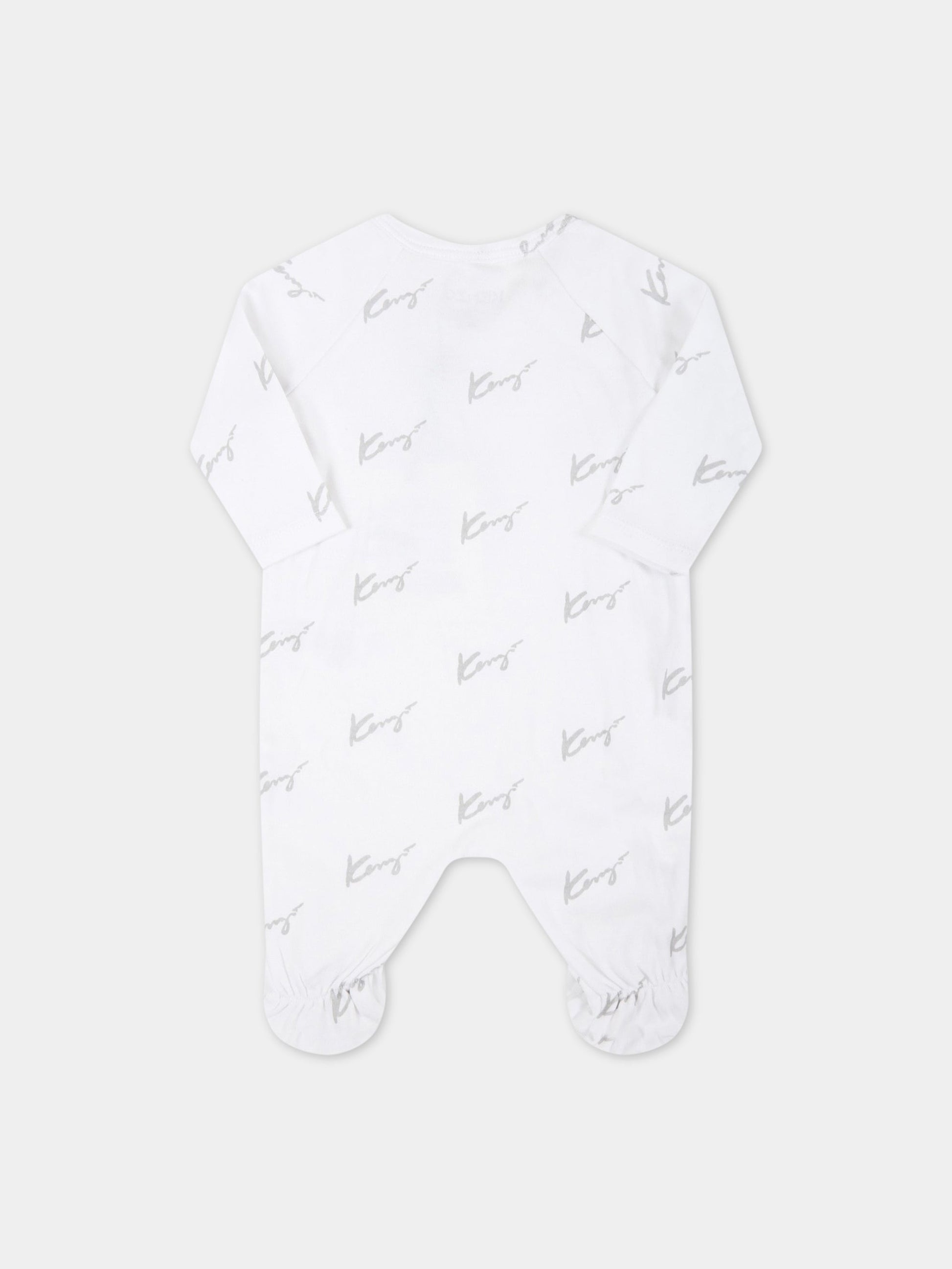 Set bianco per neonati con tigre e loghi,Kenzo Kids,K90021 103