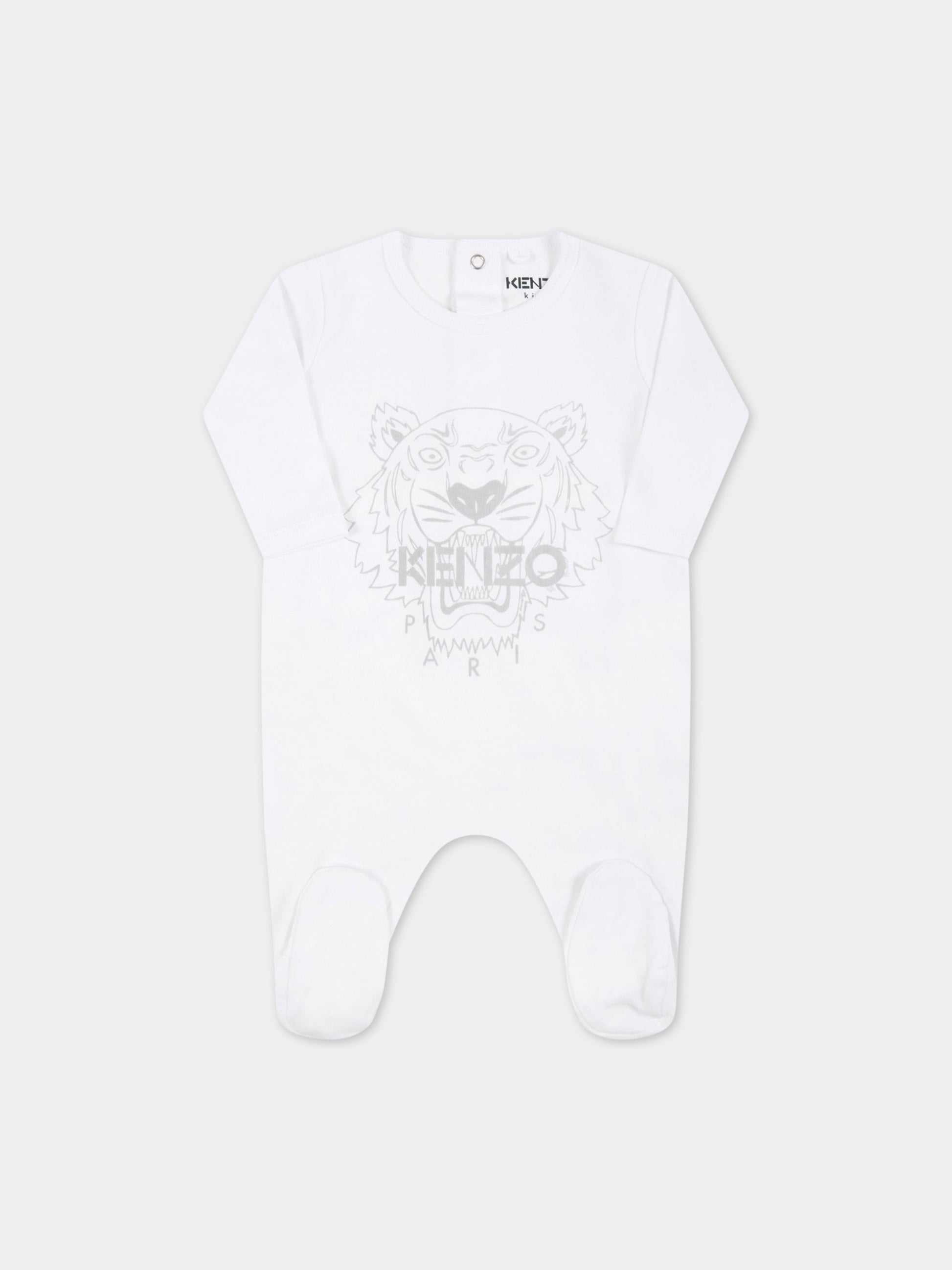 Set bianco per neonati con tigre e loghi,Kenzo Kids,K90021 103