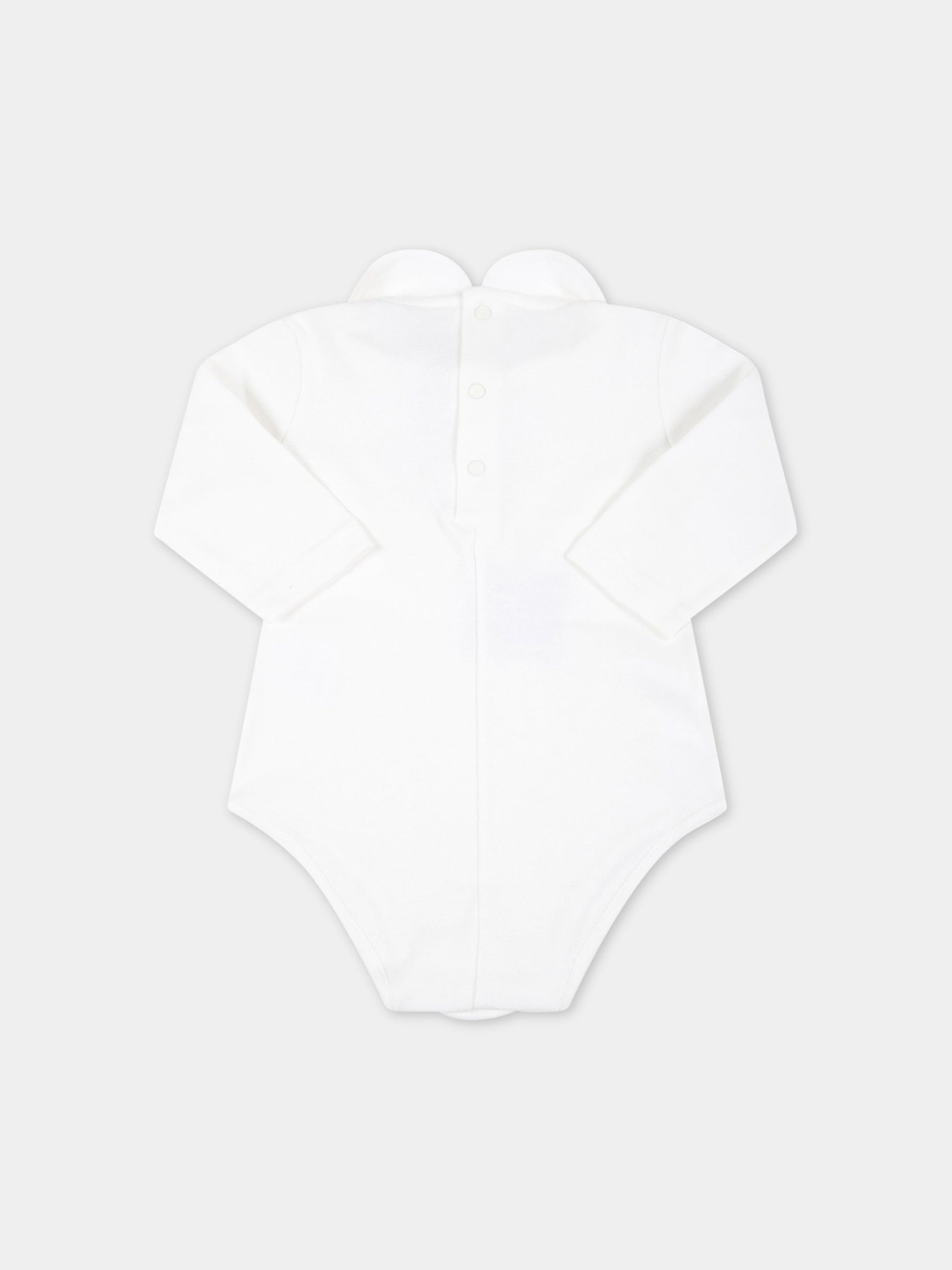 Body bianco per neonato con ricamo,La Stupenderia,TBBD01K42 AZZ