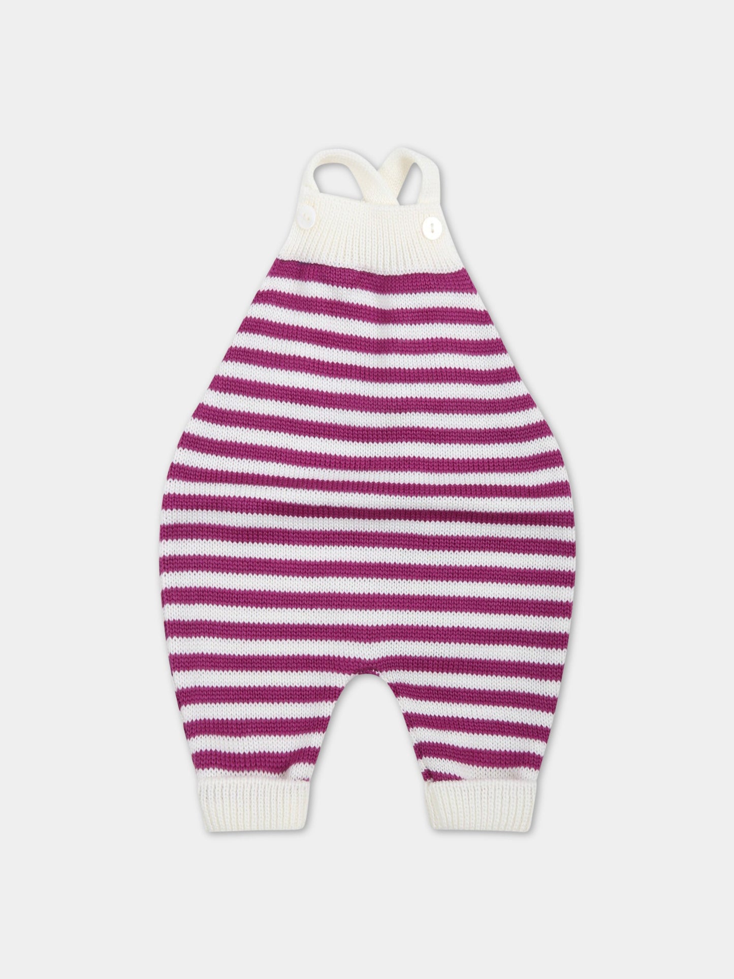 Salopette multicolor per neonata,Little Bear,3004 LATTE/PRUGNA
