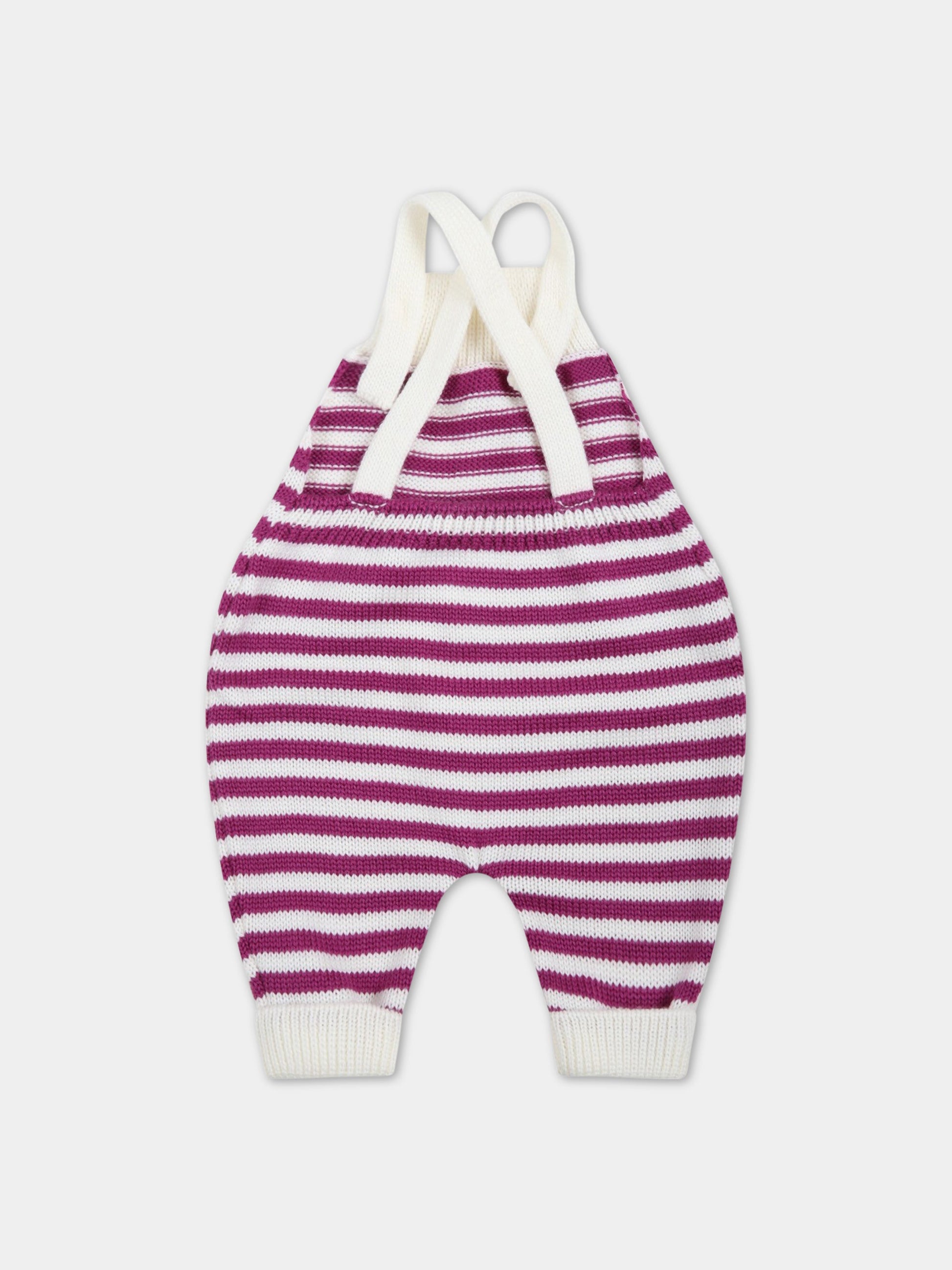 Salopette multicolor per neonata,Little Bear,3004 LATTE/PRUGNA