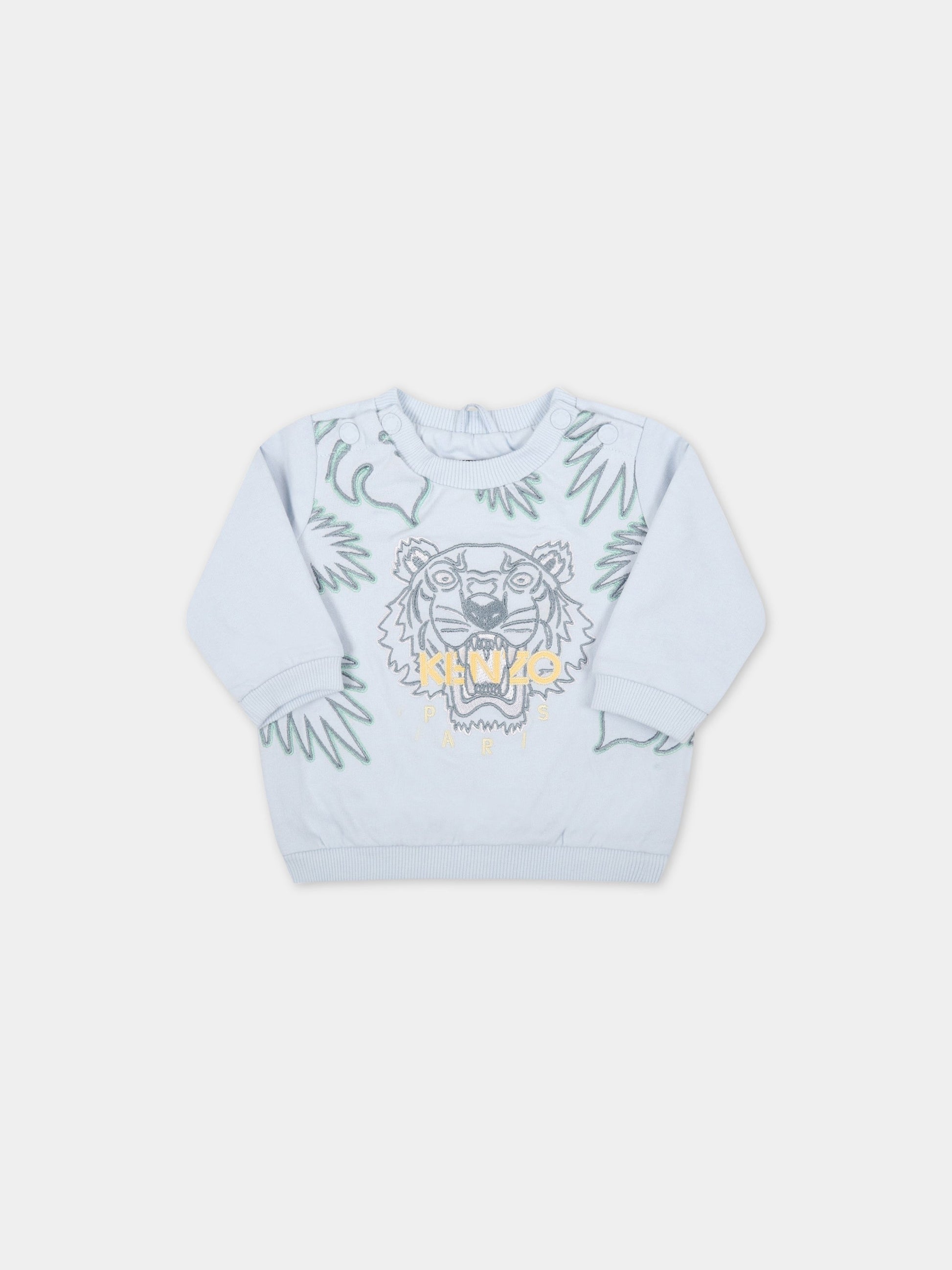 Felpa celeste per neonato con iconica tigre,Kenzo Kids,K95009 773