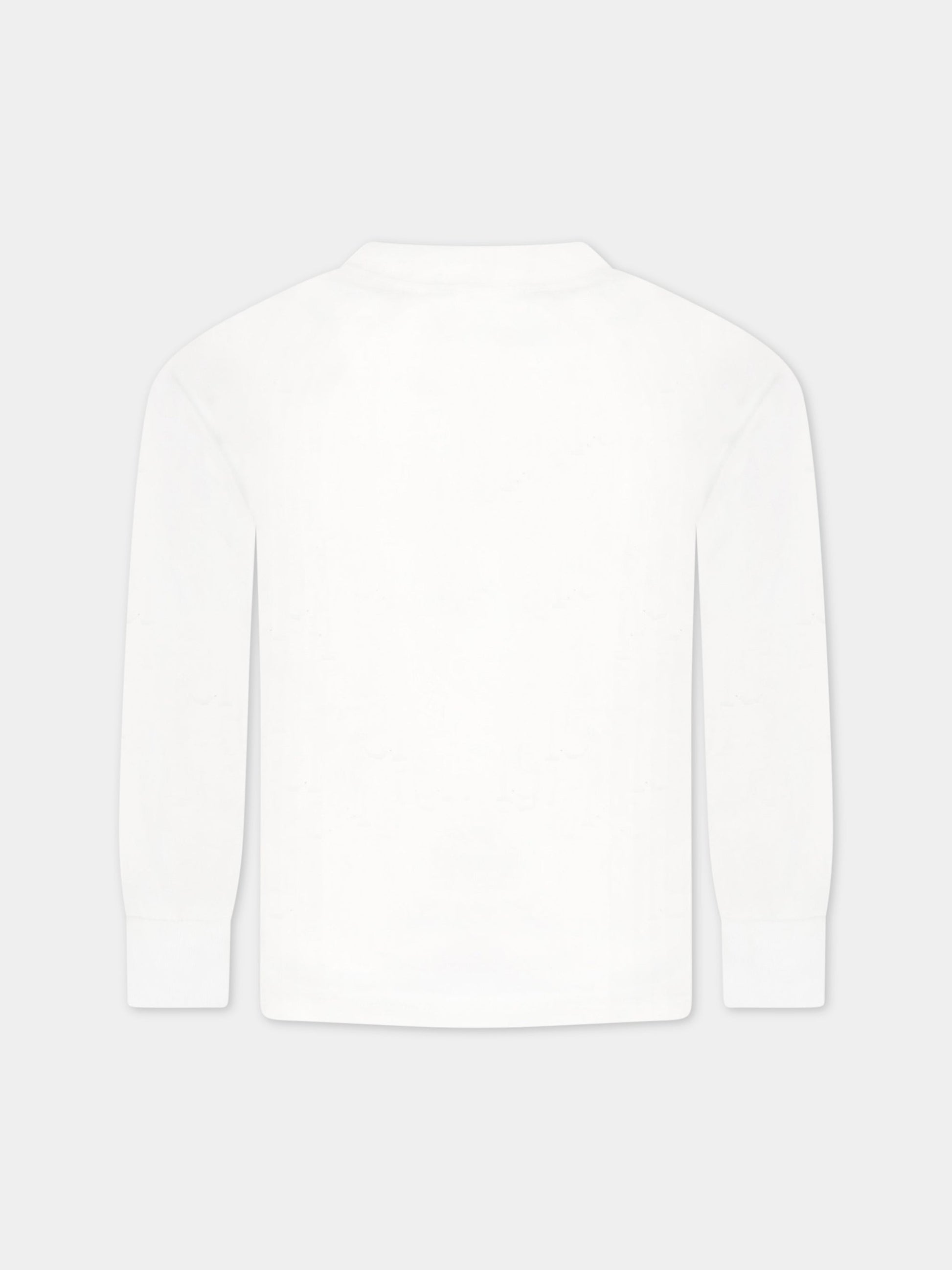 T-shirt bianca per bambino con iconico stemma,Balenciaga,682138 TLV68 1371