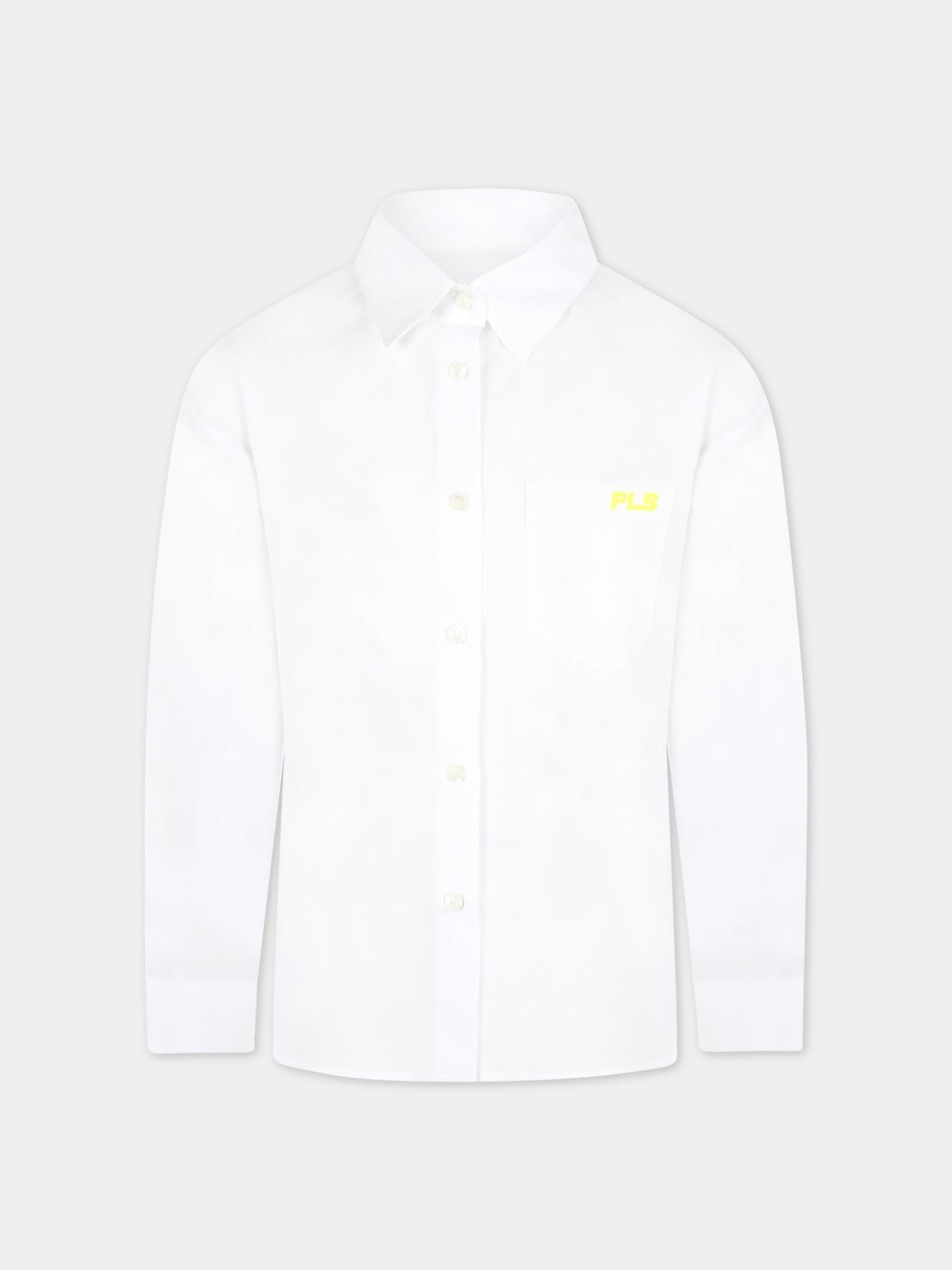 Camicia bianca per bambina con logo,Philosophy,PJCA92 CA01 YPUNI2