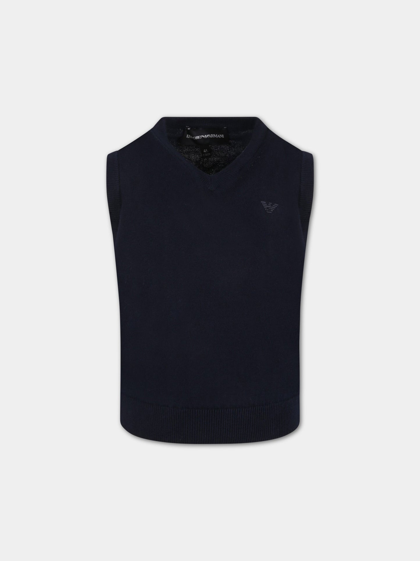 Gilet blu per bambino con logo,Armani Junior,8N4M92 4M0HZ 0930