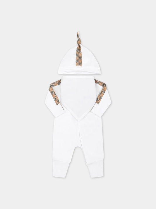 Set bianco per neonati con iconico check vintage,Burberry Kids,8048407