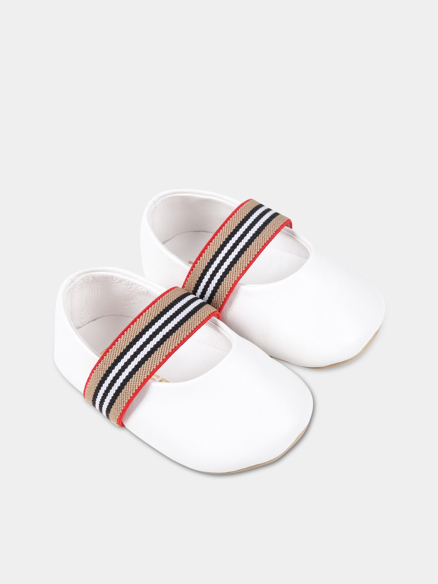 Ballerine bianche per neonata con check vintage,Burberry Kids,8047513