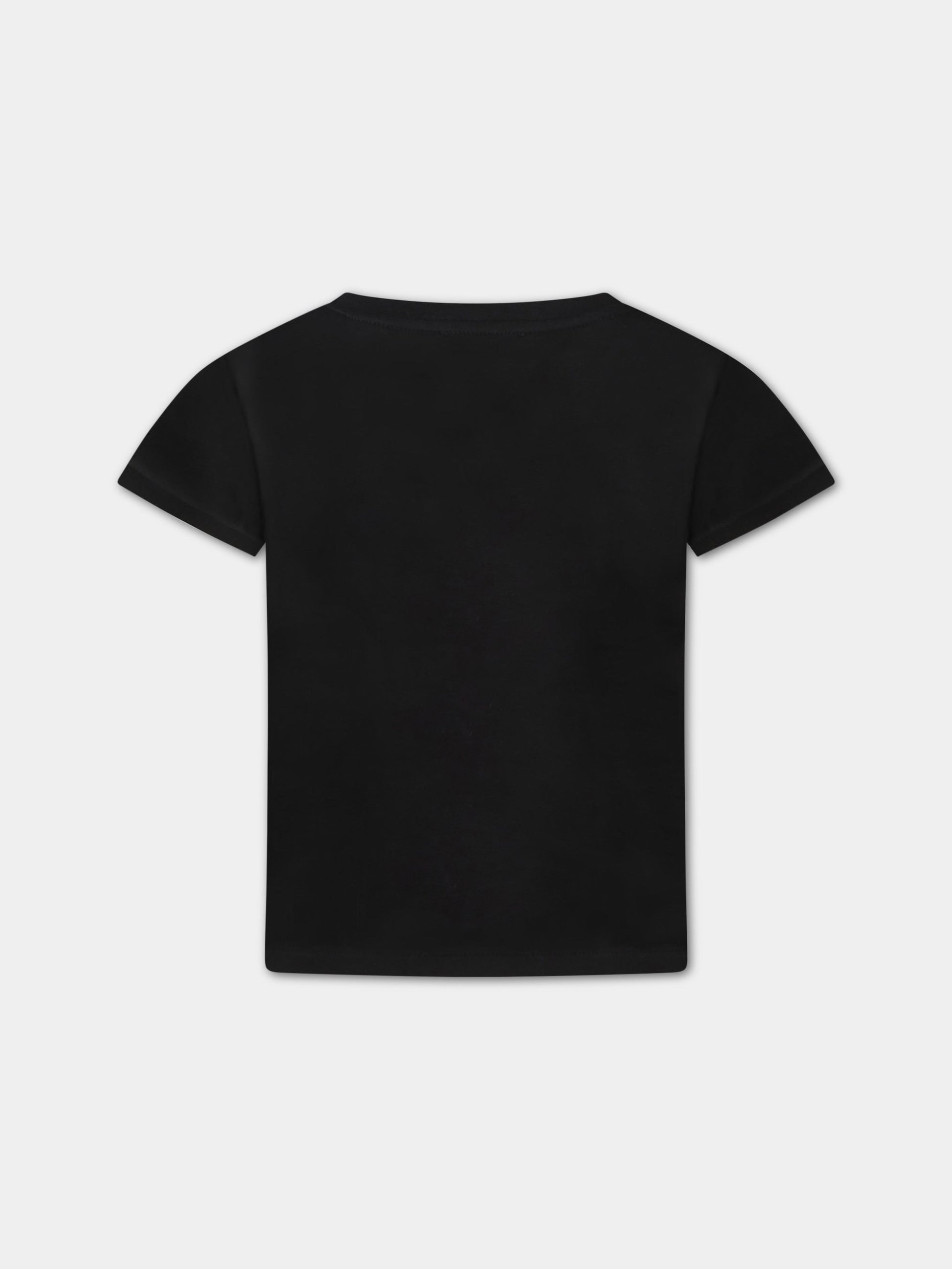 T-shirt nera per bambina con strass,Dolce & Gabbana Kids,L5JTIE G7B4M N0000