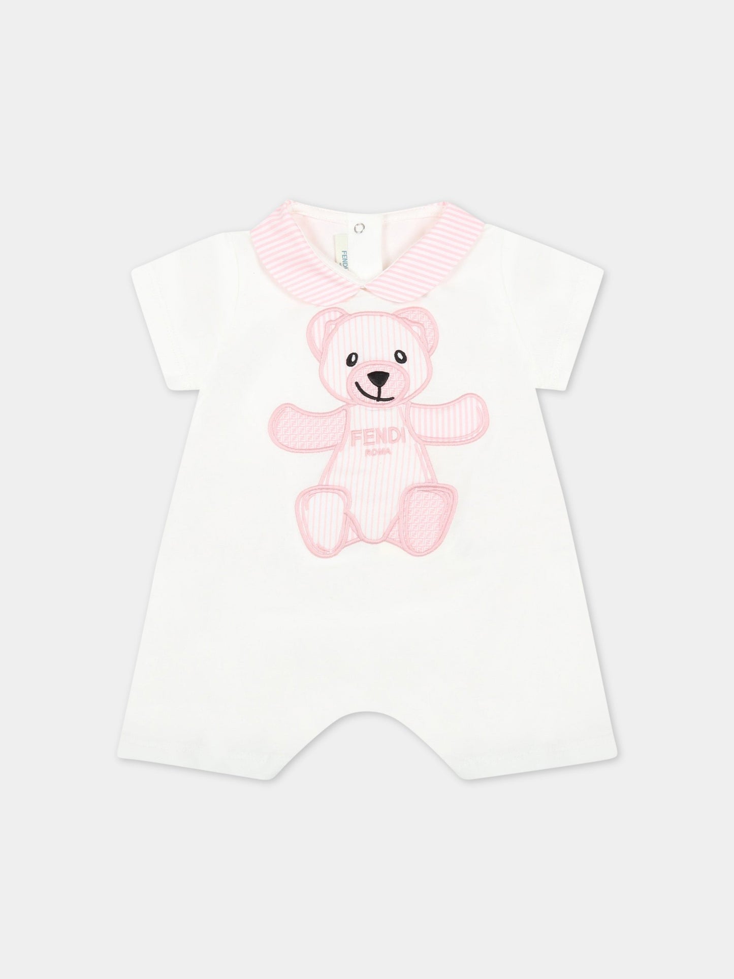 Set bianco per neonata con orso,Fendi Kids,BUK087 ST8 F1FXZ