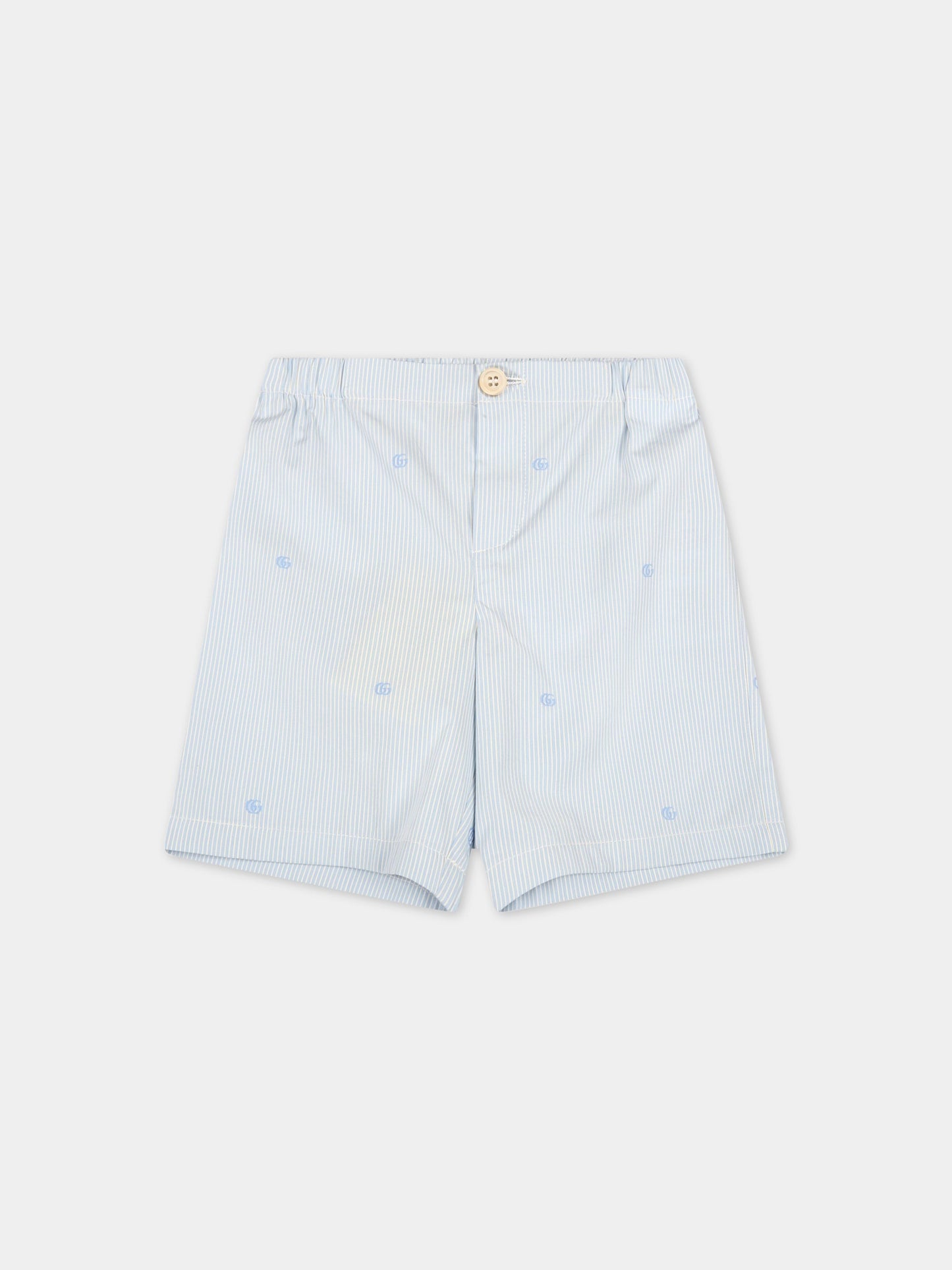 Shorts azzurri per neonato con doppie GG,Gucci Kids,672375 XWARD 4043