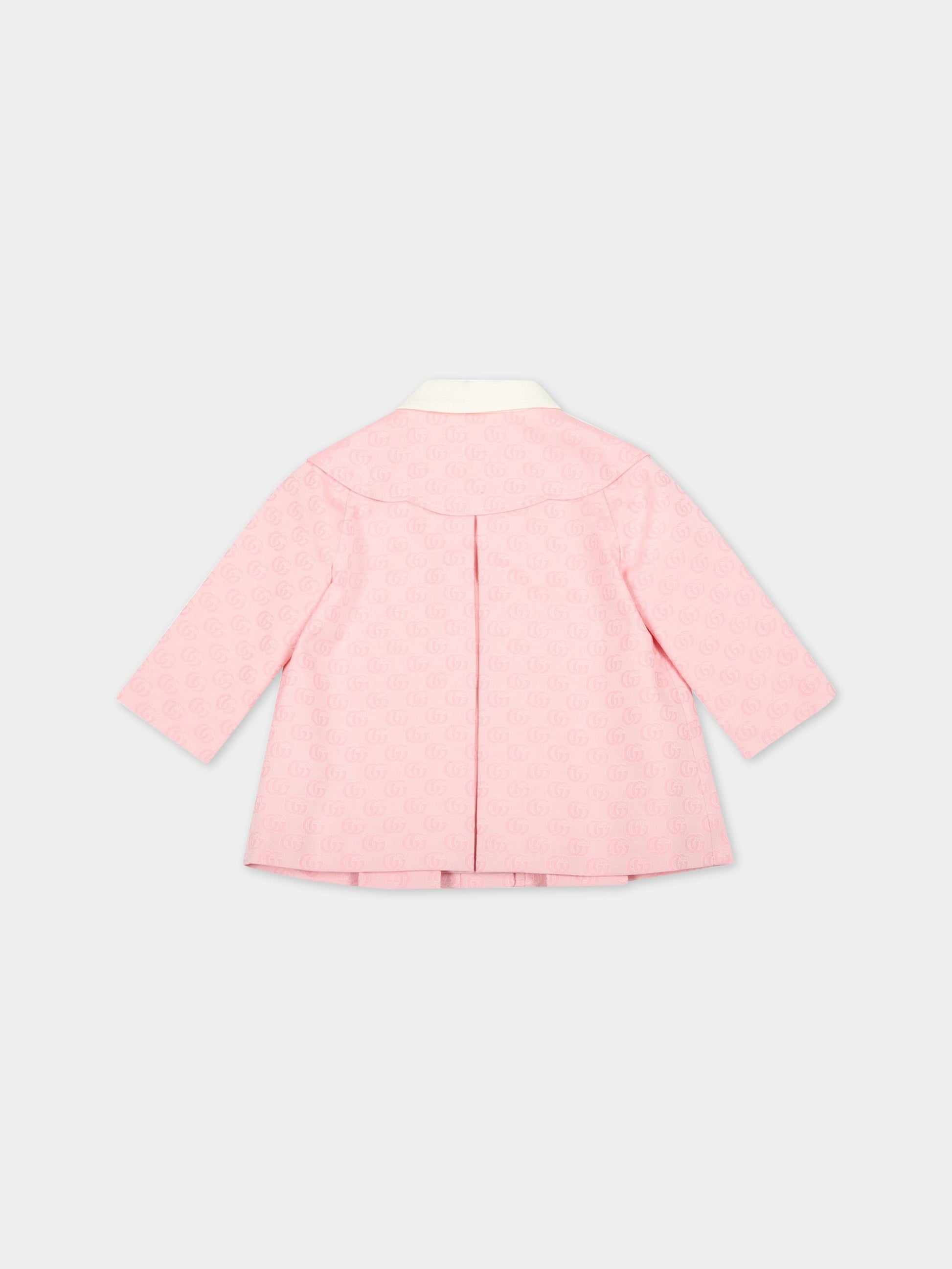 Cappotto rosa per neonata con doppia GG,Gucci Kids,674092 XWAQ4 5817