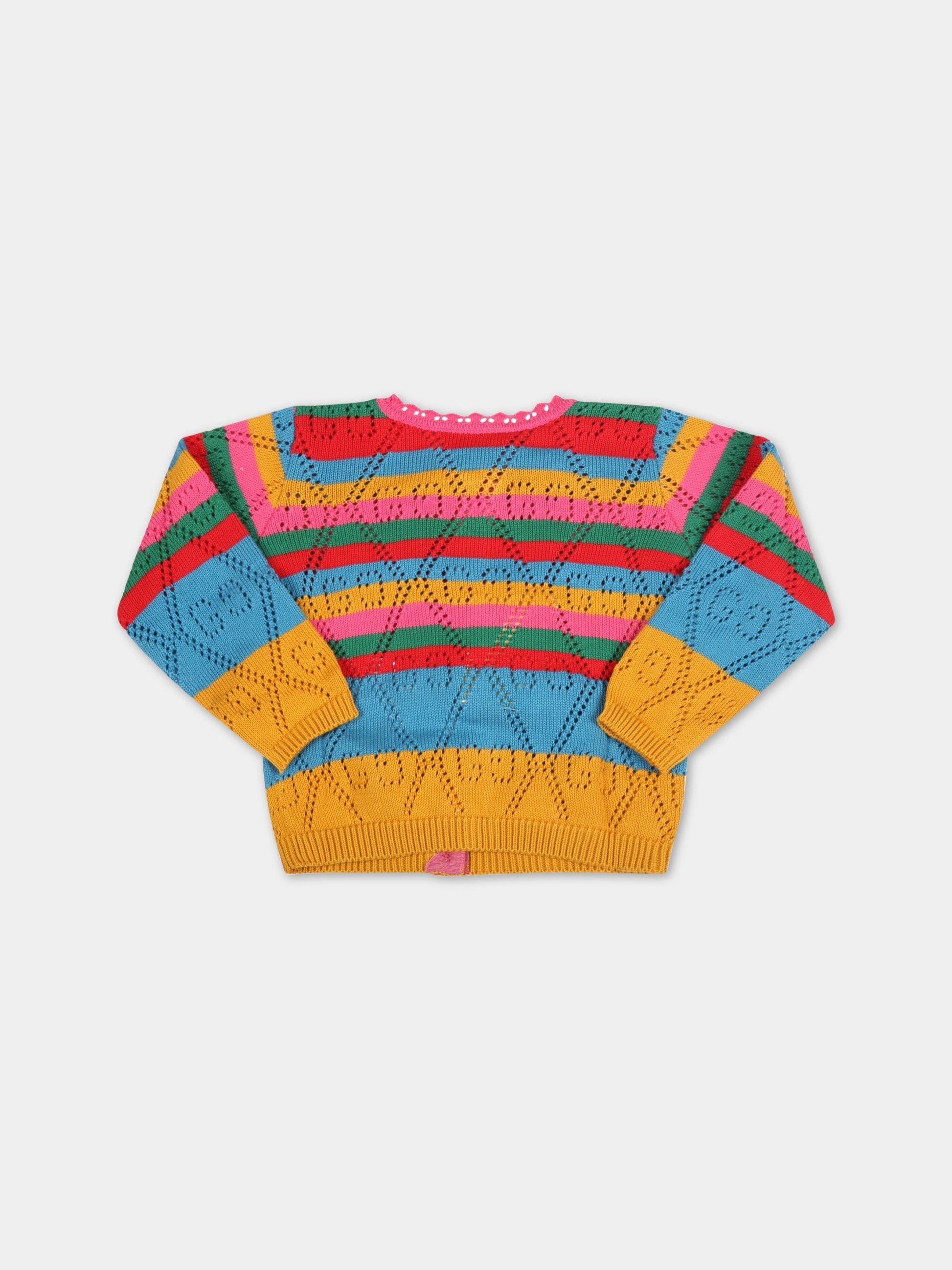 Cardigan multicolor per neonata con doppie GG,Gucci Kids,677012 XKB7F 5152