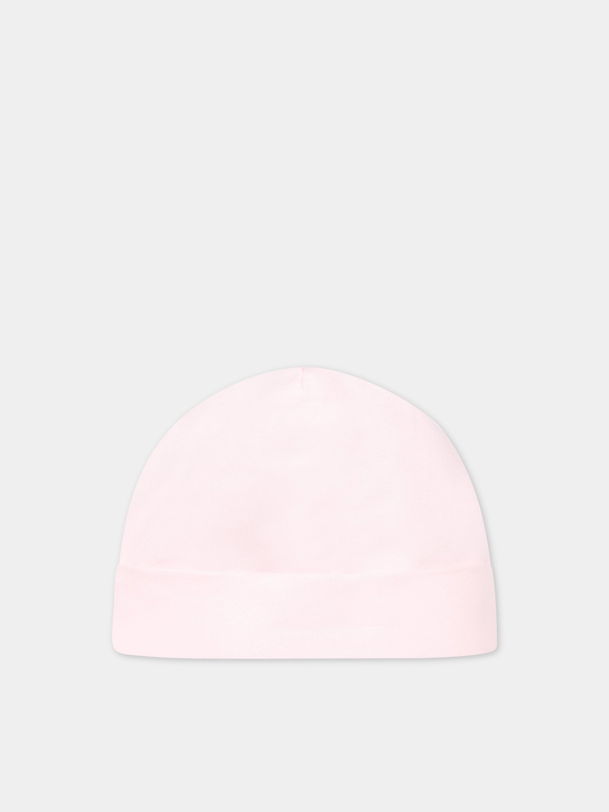 Cappello rosa per neonata con logo e orso rosa,Little Bear,4033 ROSA