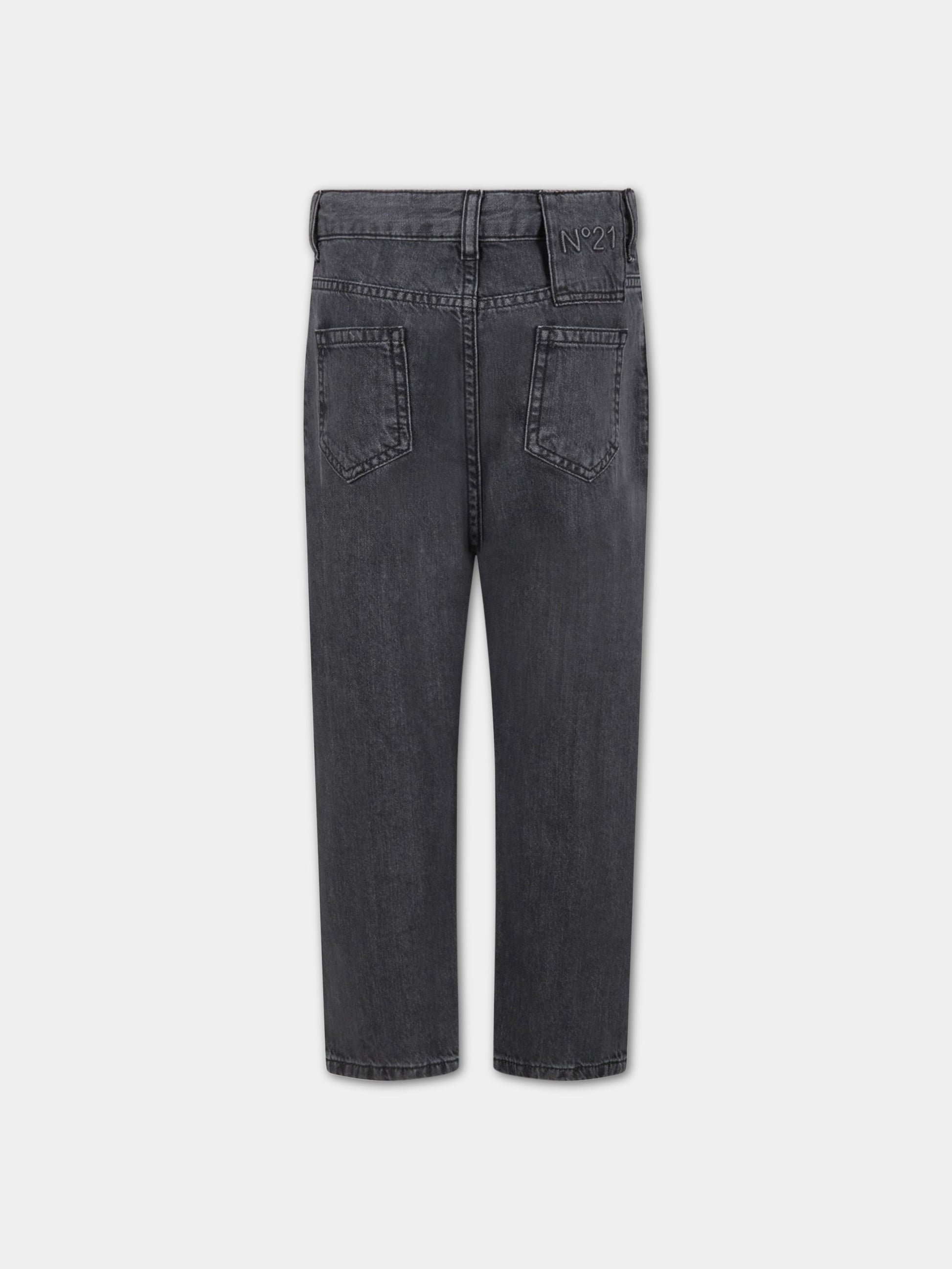 Jeans grigio per bambini con loghi,N°21 Kids,N21006 N0148 N21P65M 0N02