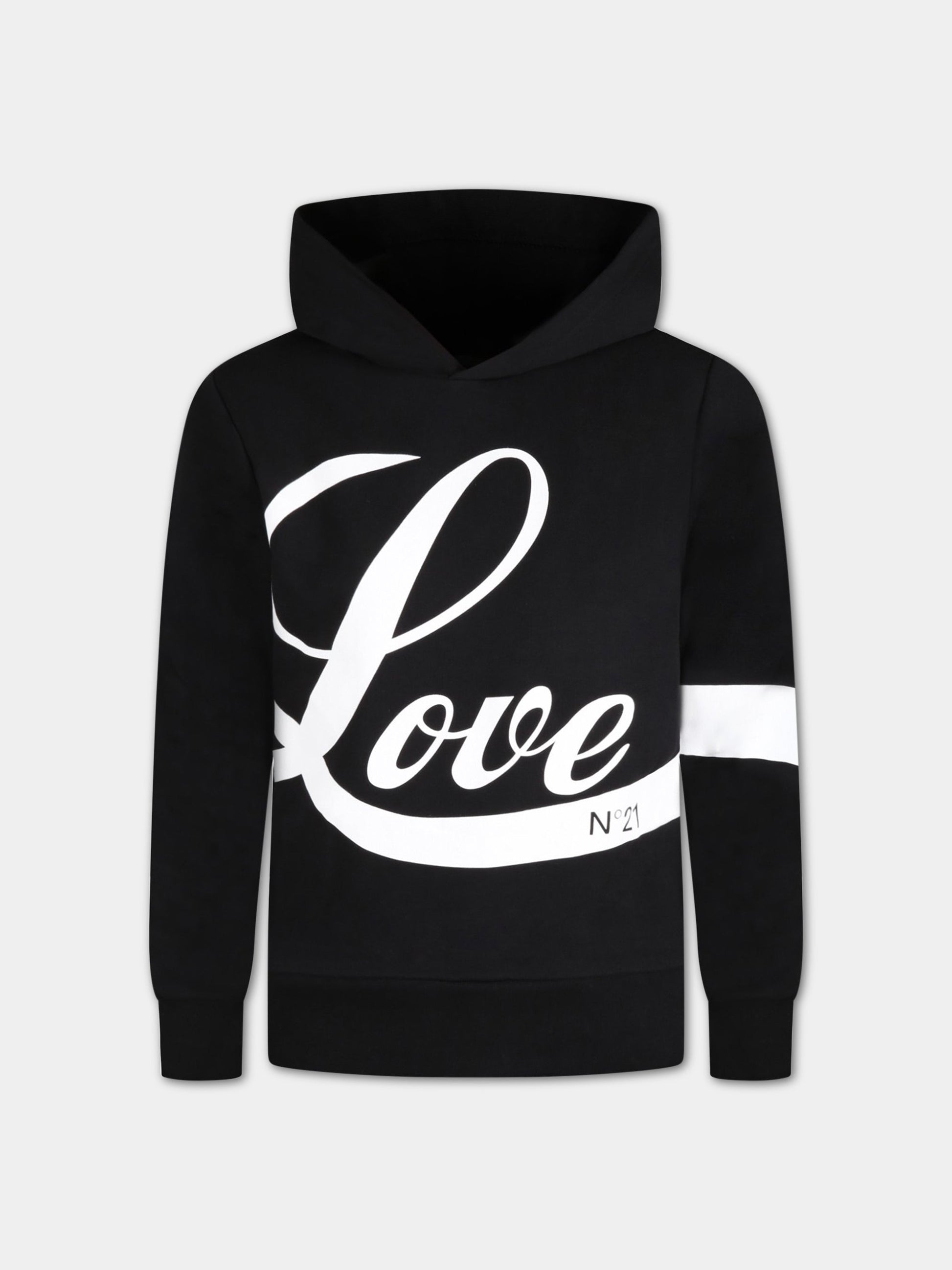 Felpa nera per bambini con scritta Love,N°21 Kids,N21073 N0155 N21S67F 0N900