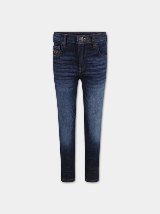 Jeans blu denim per bambino con patch logato,Diesel,00J4ZX KXB79 K01