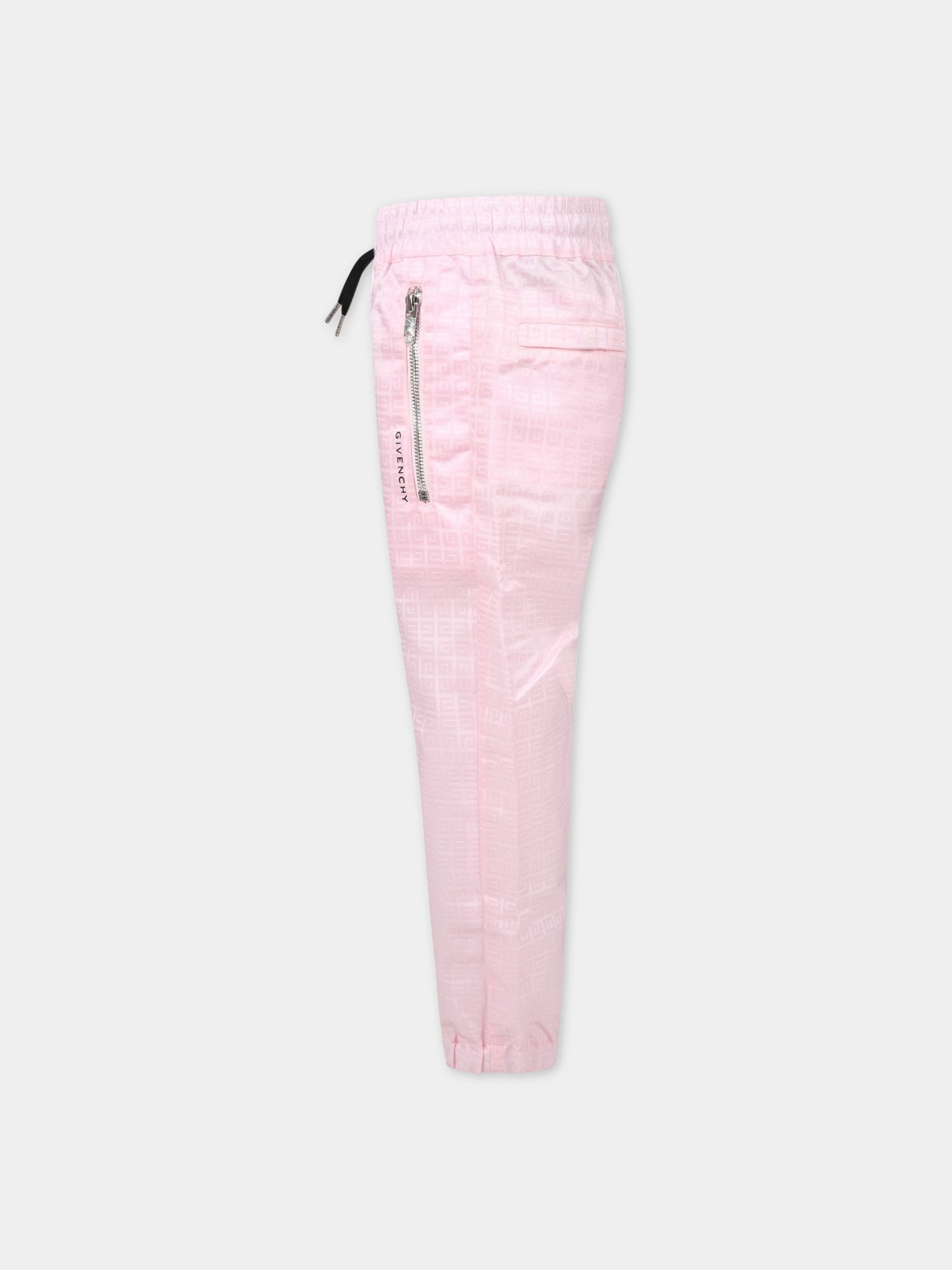 Pantaloni rosa per bambina con logo nero,Givenchy Kids,H14166 44Z