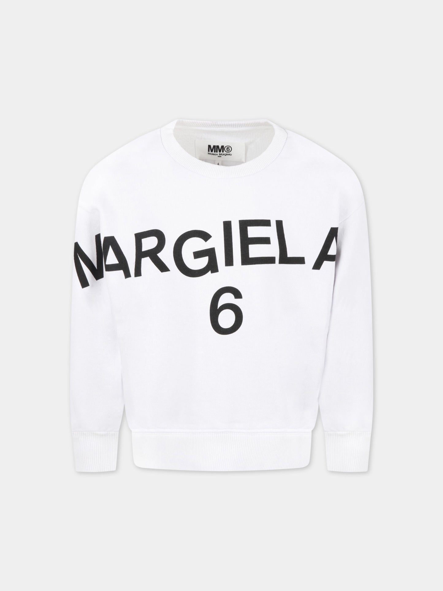 Felpa bianca per bambini con logo,Mm6 Maison Margiela,M60166 MM006 M6100