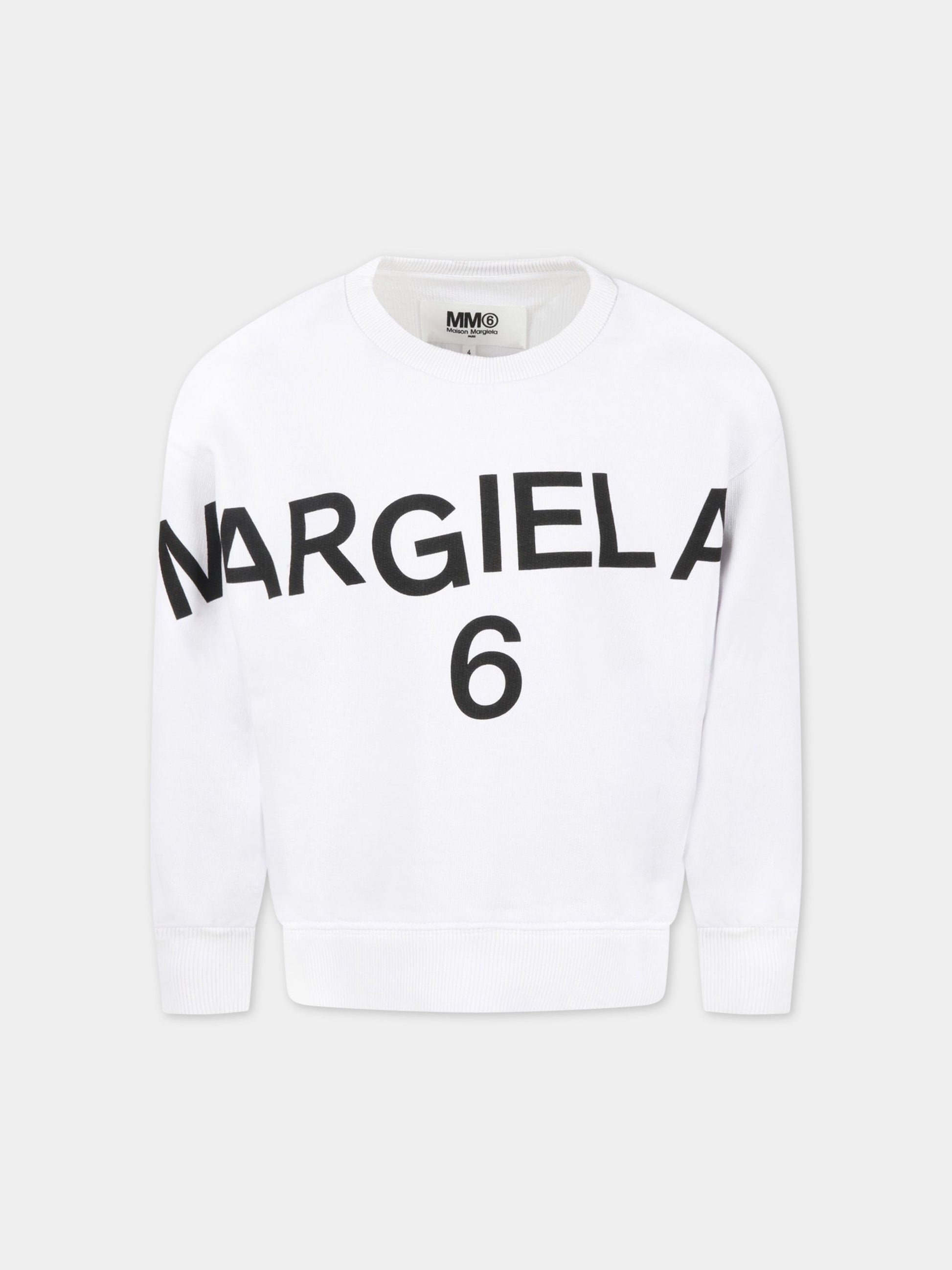 Felpa bianca per bambini con logo,Mm6 Maison Margiela,M60166 MM006 M6100