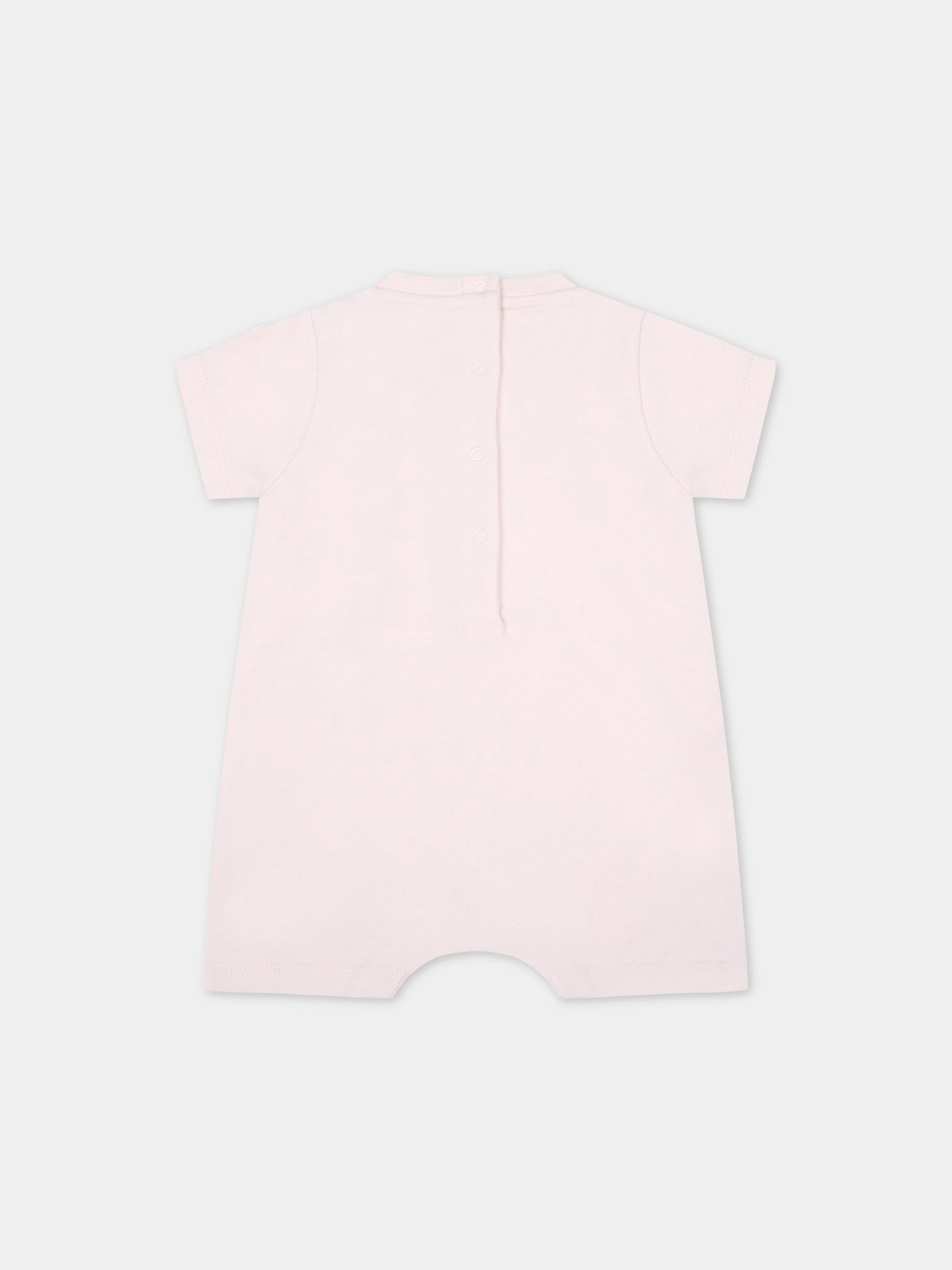 Pagliaccetto rosa per neonata con logo ricamato,Moncler Kids,951 8L00004 8392E 529