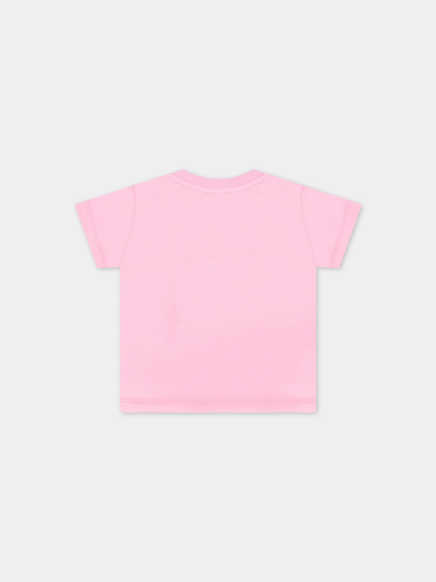 T-shirt rosa per neonata con teddy bear,Moschino Kids,MUM02T LBA10 50206