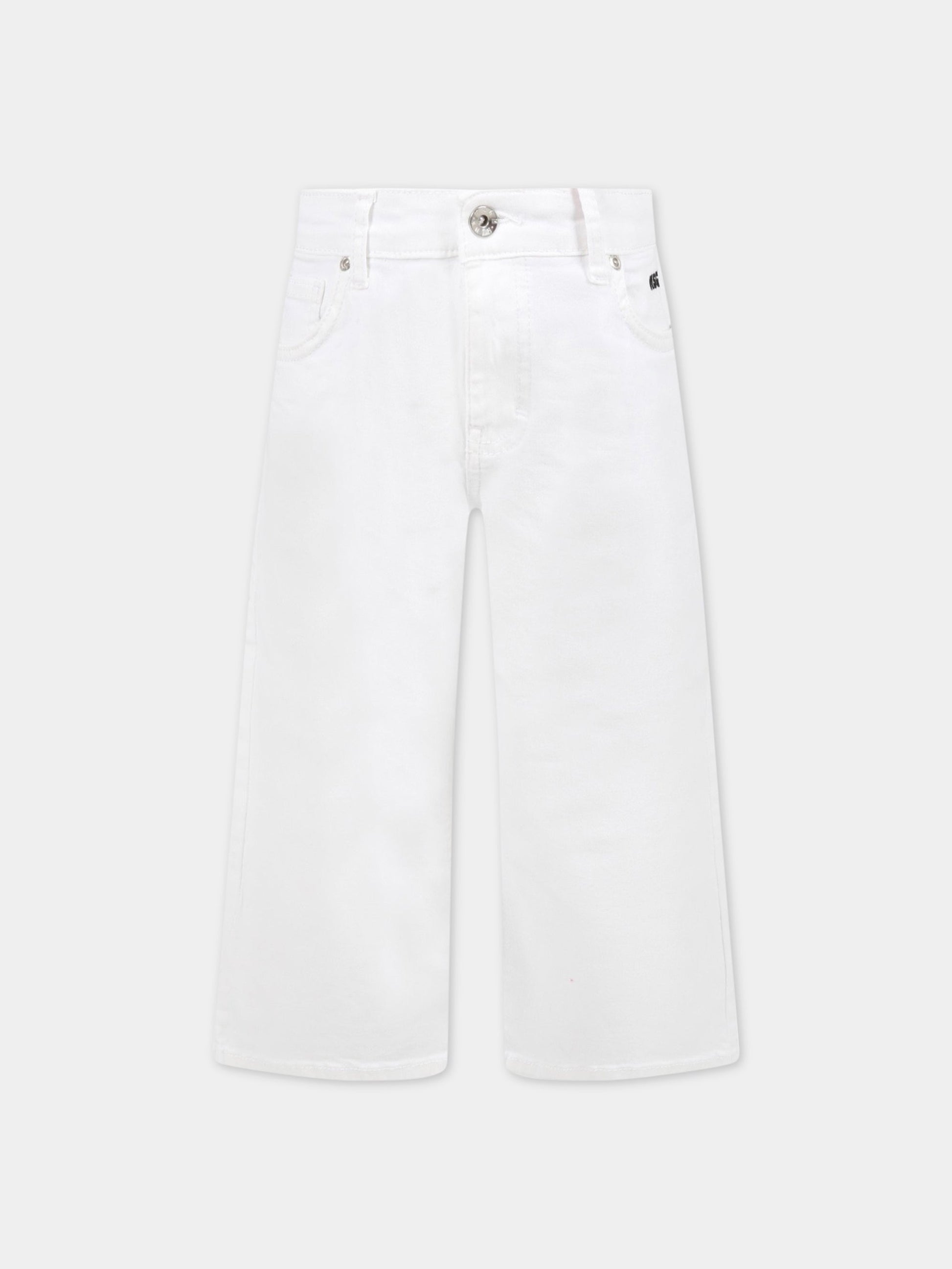 Jeans bianco per bambina con logo,Msgm Kids,MS028788 001