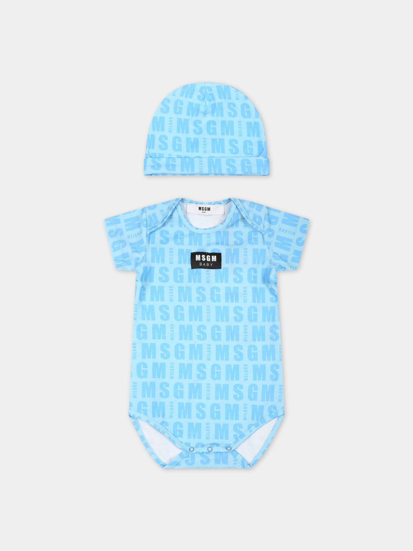 Set celeste per neonato con logo,Msgm Kids,MS029048 050