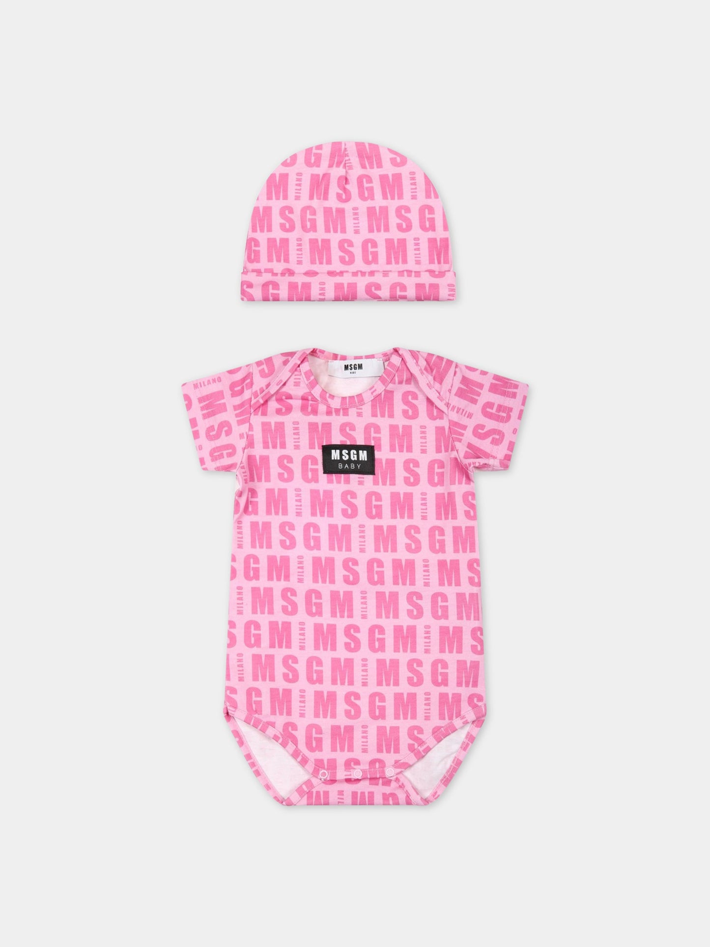 Set rosa per neonata con logo,Msgm Kids,MS029048 042