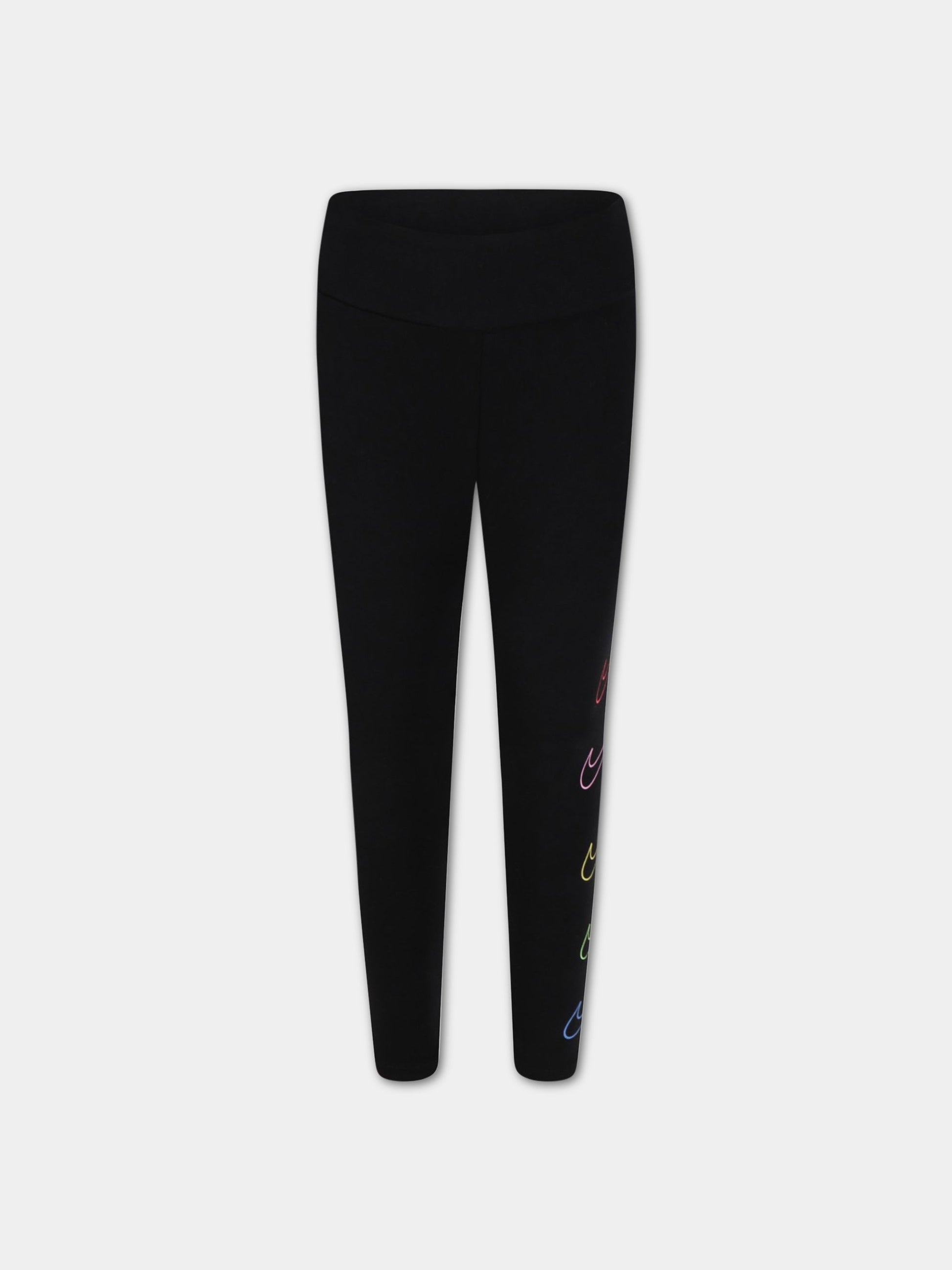 Leggings nero per bambina con Swoosh,Nike,36J559 023