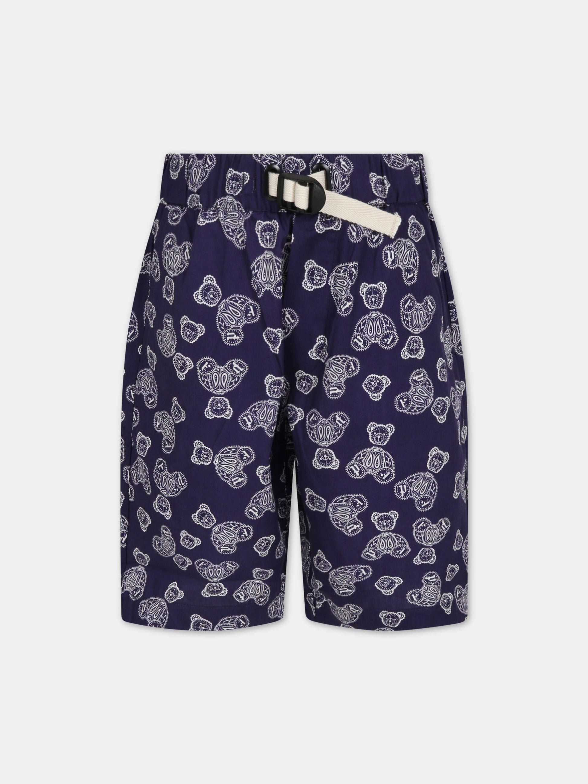 Short blu per bambino con orsi,Palm Angels,PBCB003S22FAB001 4601