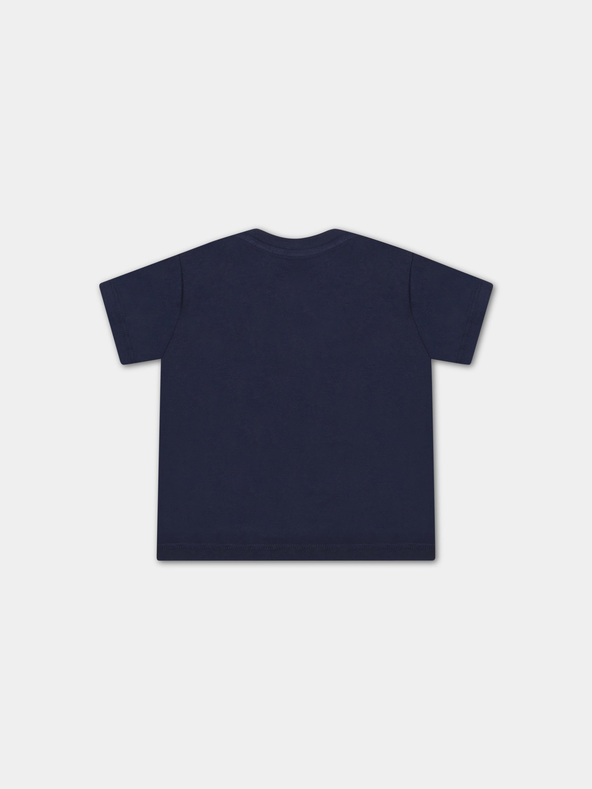 T-shirt blu per neonato con iconico cavallino,Ralph Lauren Kids,832904035-