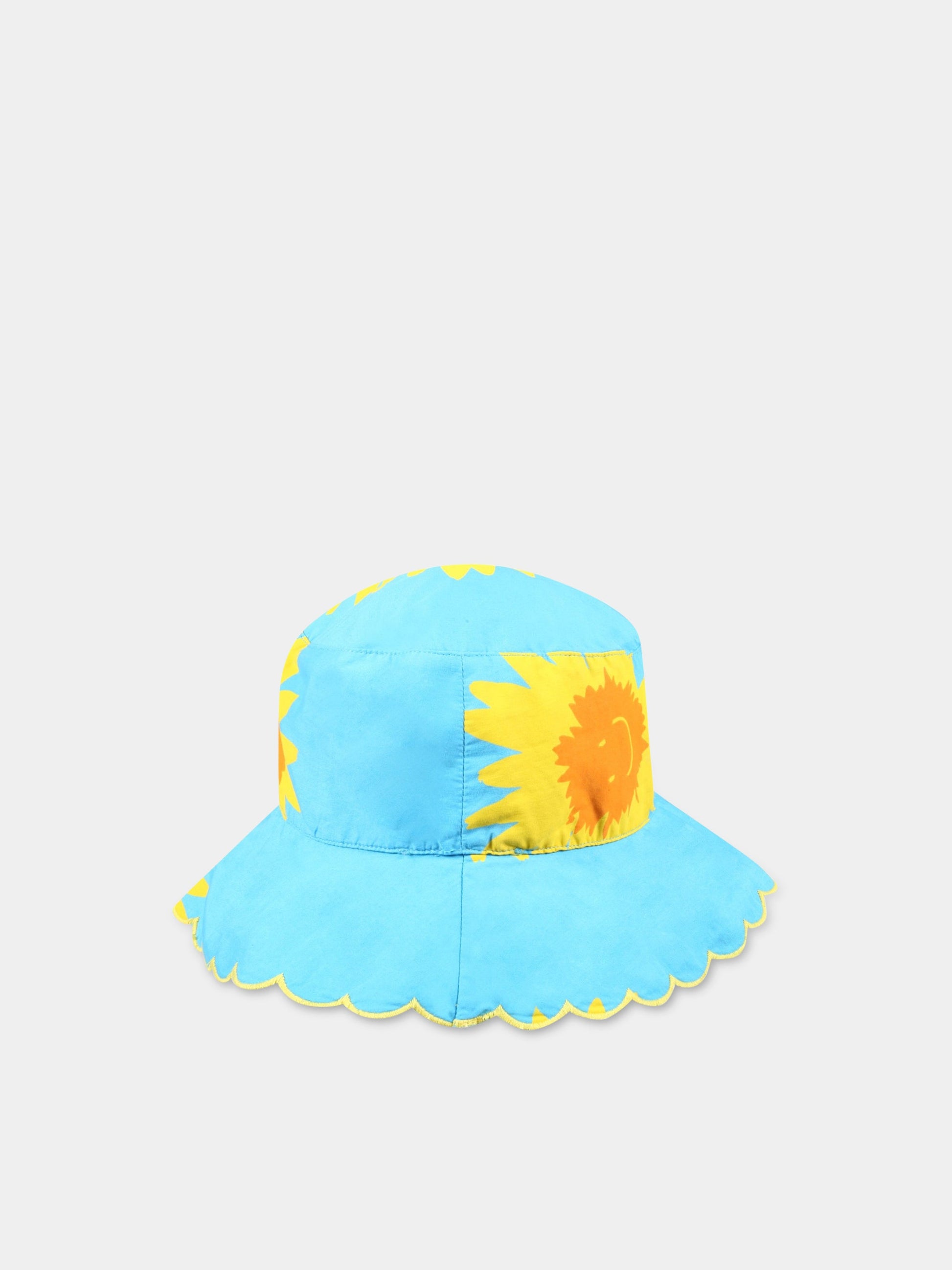 Cloche celeste per bambina con fiori gialli,Stella Mccartney Kids,8Q0AB7 Z0142 613GL