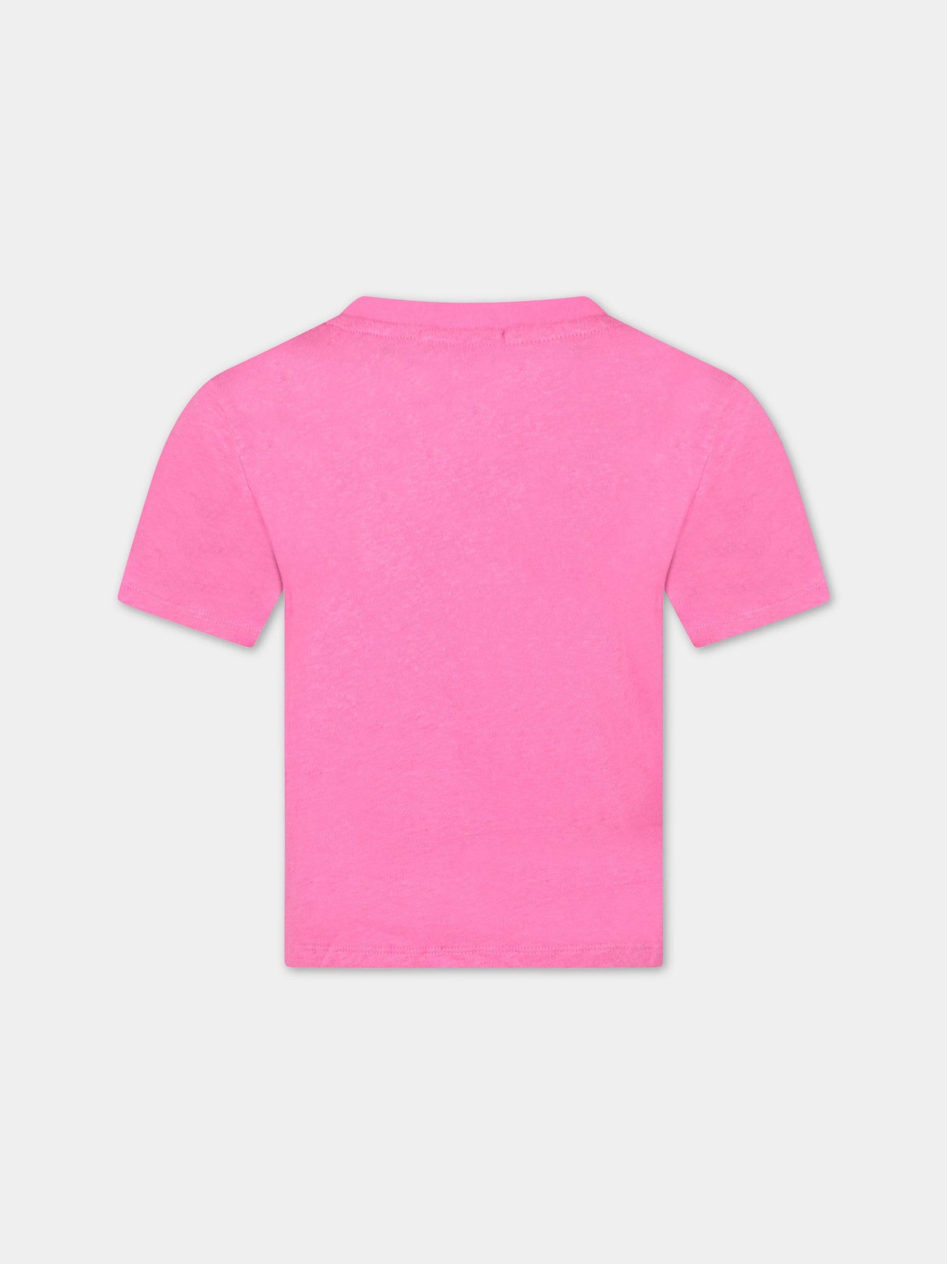 T-shirt fucsia per bambina con cactus,Stella Mccartney Kids,8Q8BK1 Z0171 510