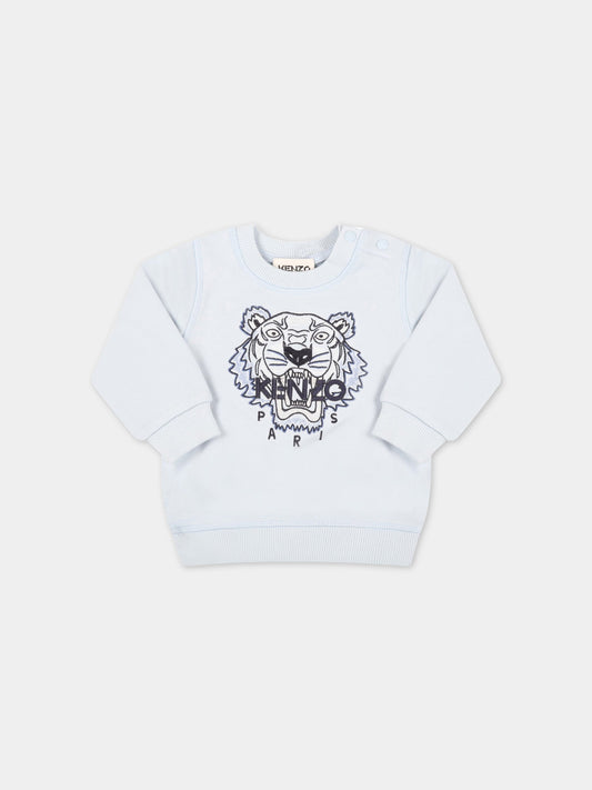 Felpa celeste per neonato con iconica tigre,Kenzo Kids,K05062 773