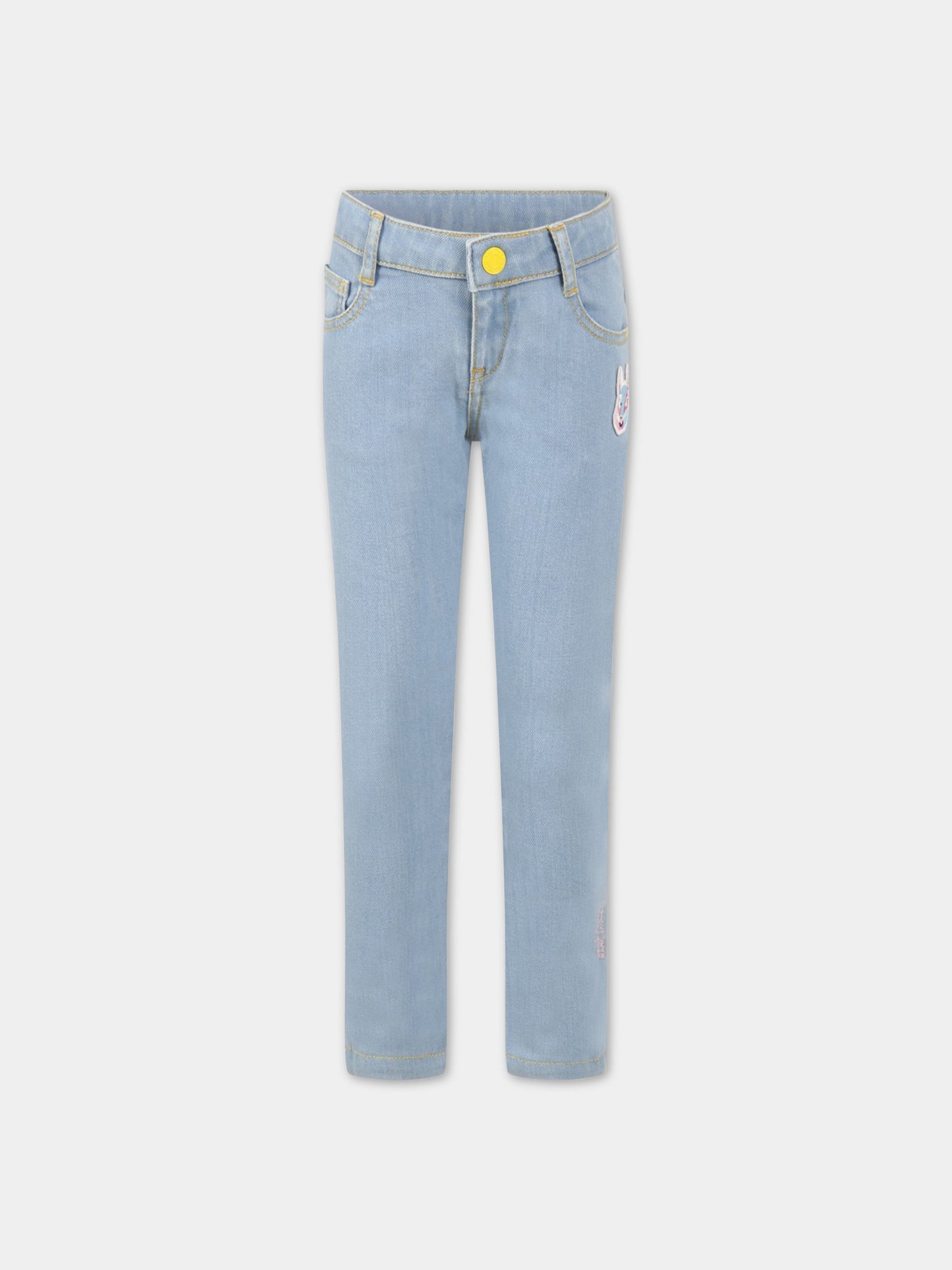 Jeans celeste per bambina con coniglio,Little Marc Jacobs,W14272 Z04