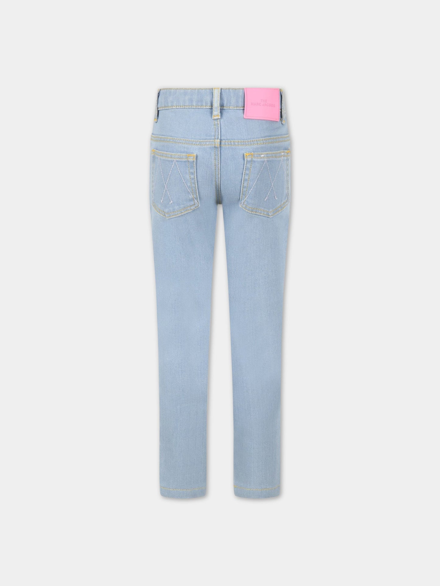 Jeans celeste per bambina con coniglio,Little Marc Jacobs,W14272 Z04