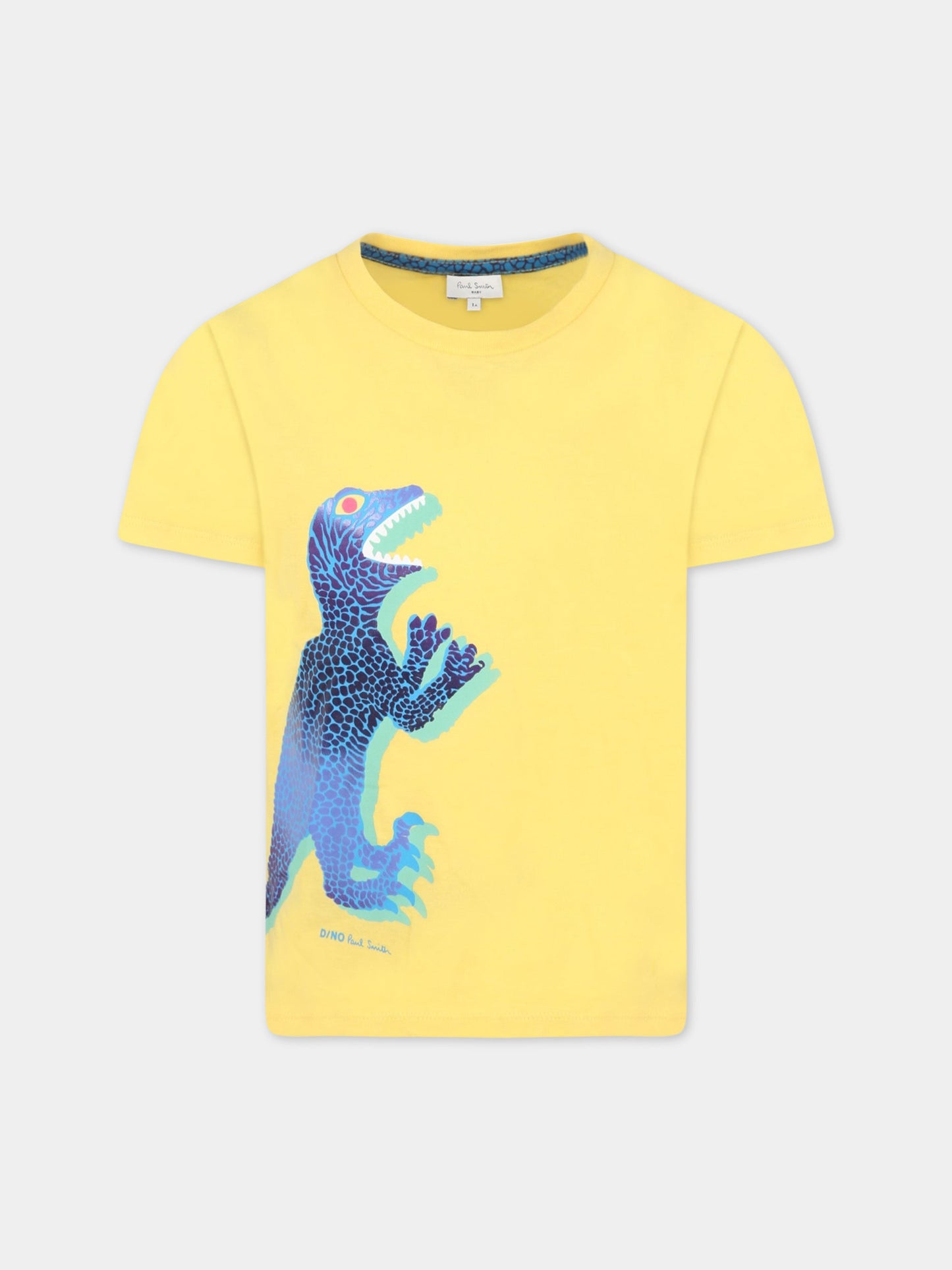 T-shirt gialla per bambino con dinosauro,Paul Smith Junior,P25106 582