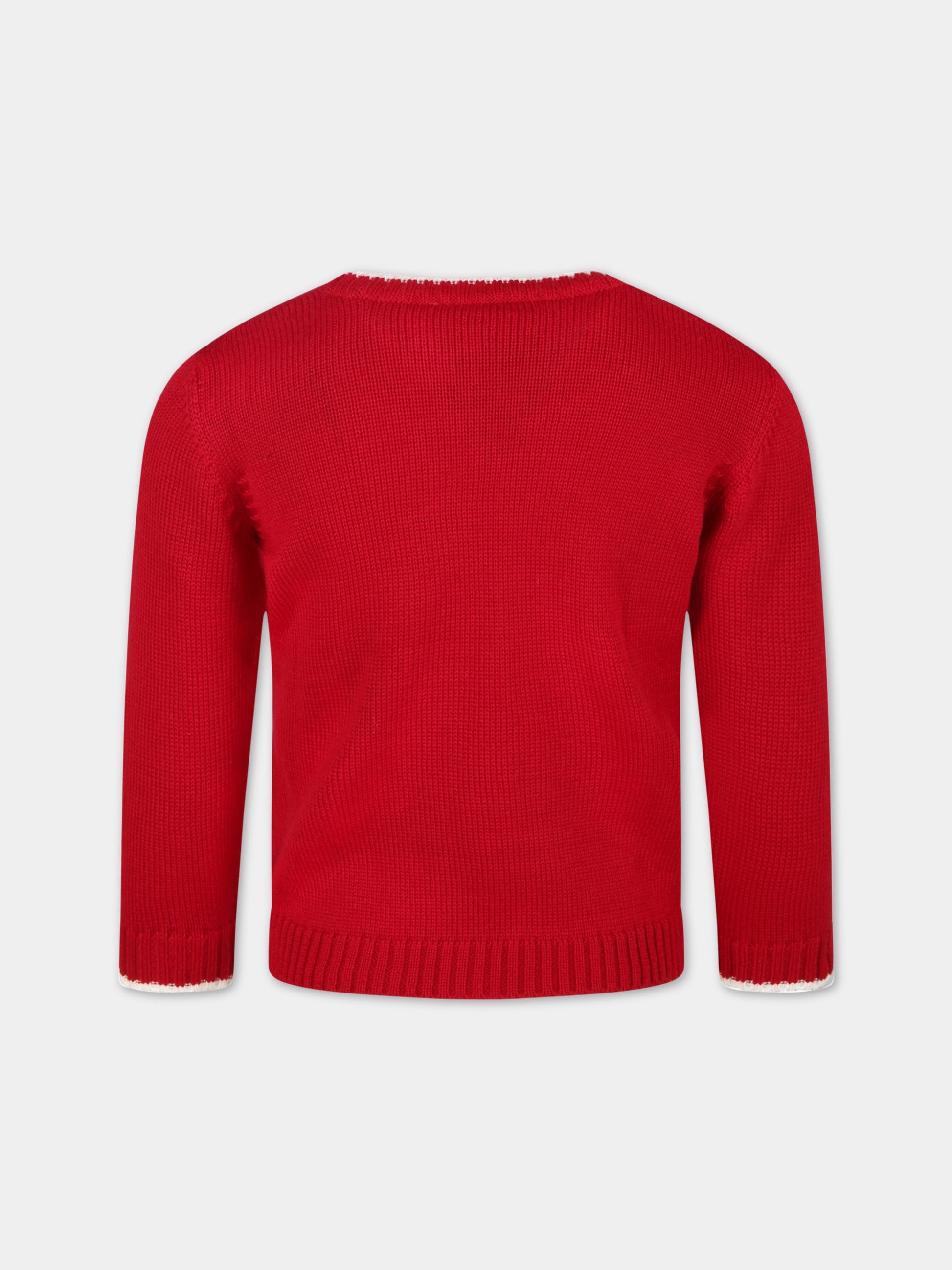 Maglione rosso per bambini con scritta,Little Bear,3190 ROSSO