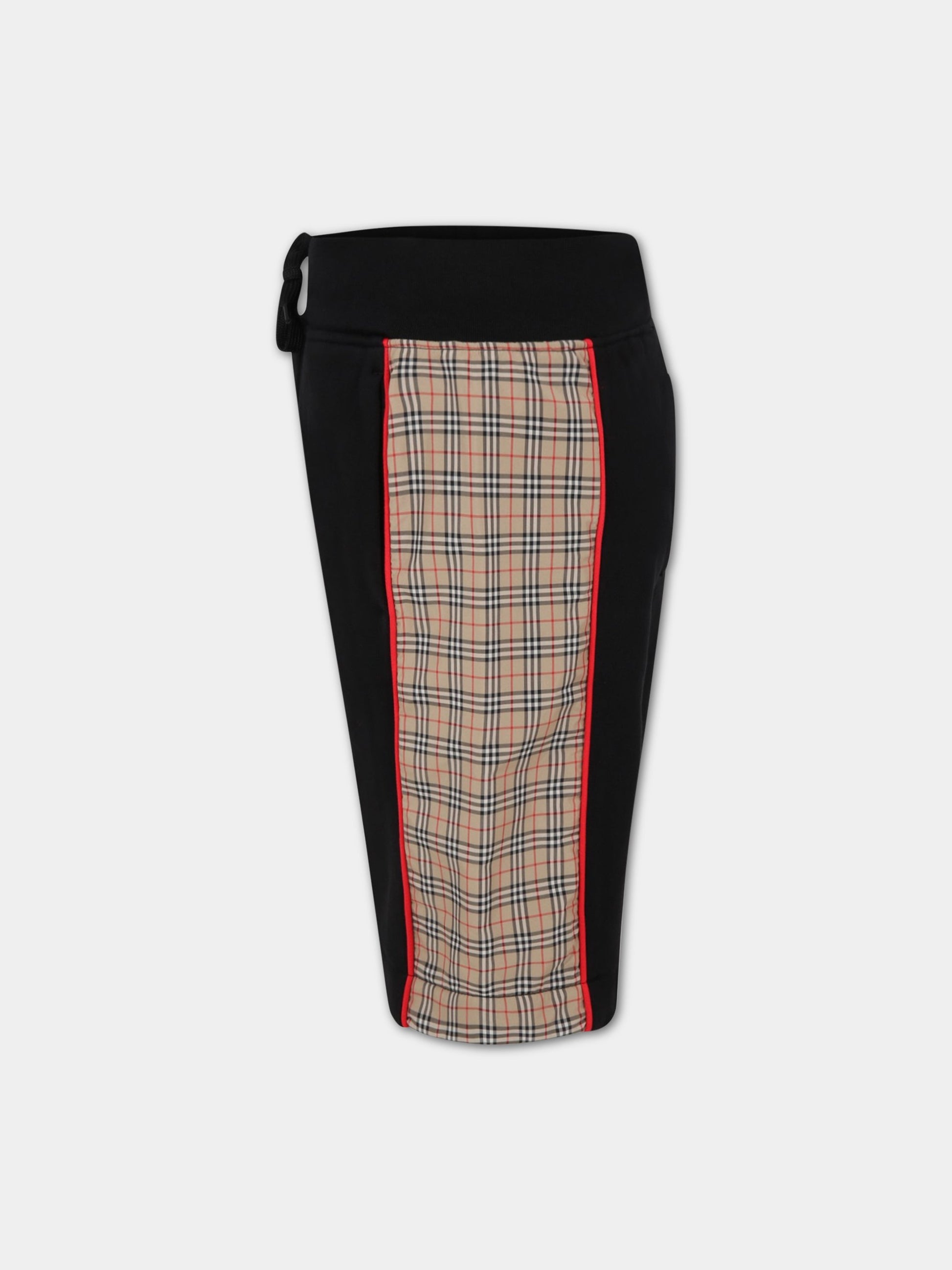 Shorts neri per bambino con check vintage,Burberry Kids,8053941