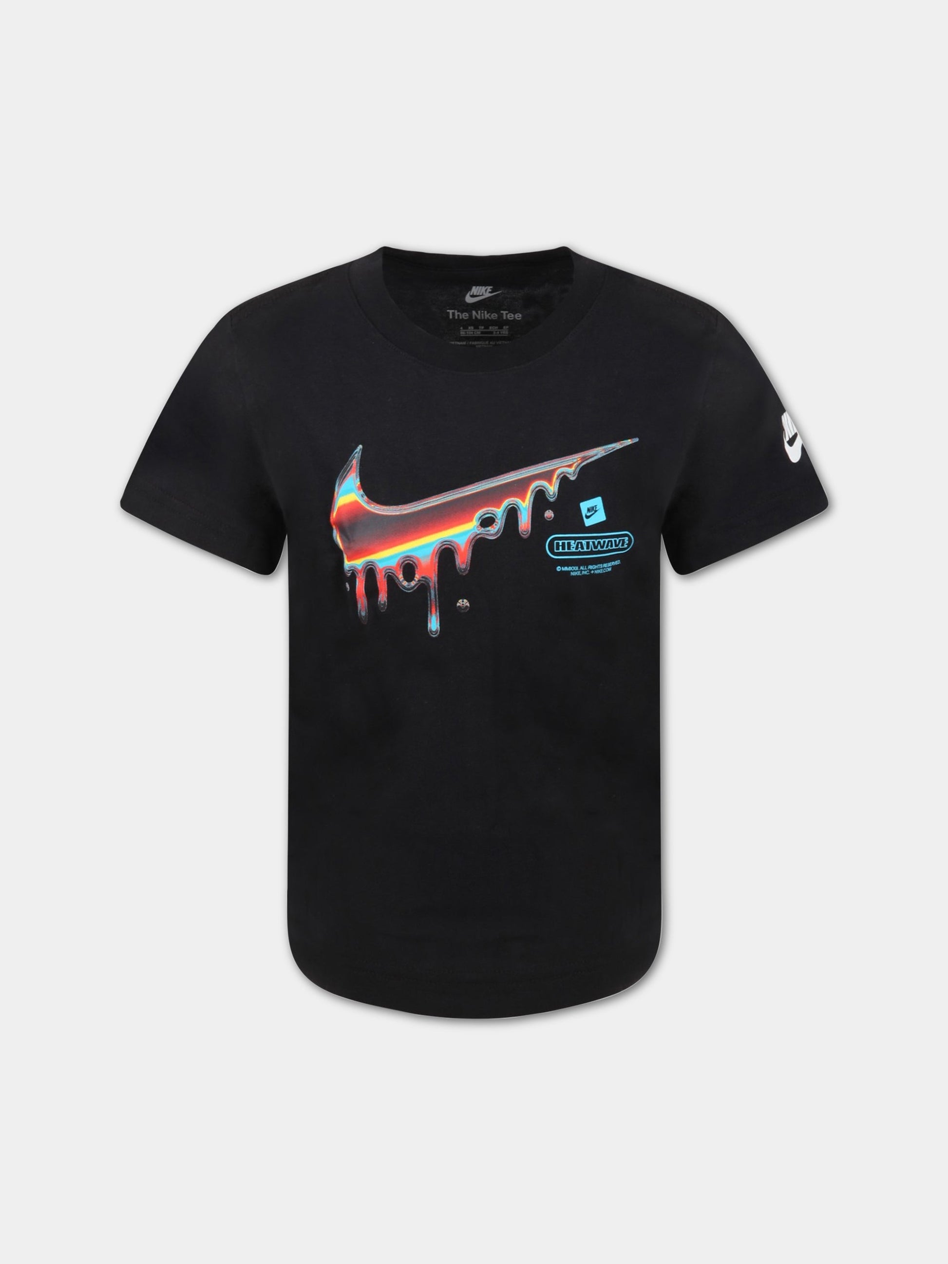 T-shirt nera per bambino con Swoosh multicolor,Nike,86K090 023