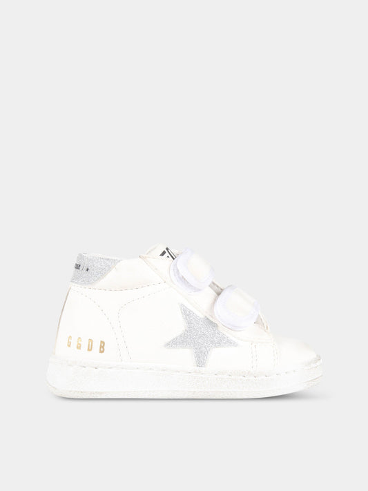 Sneakers bianche per bambina con stella e logo,Golden Goose,GJF00386 F003323 80185