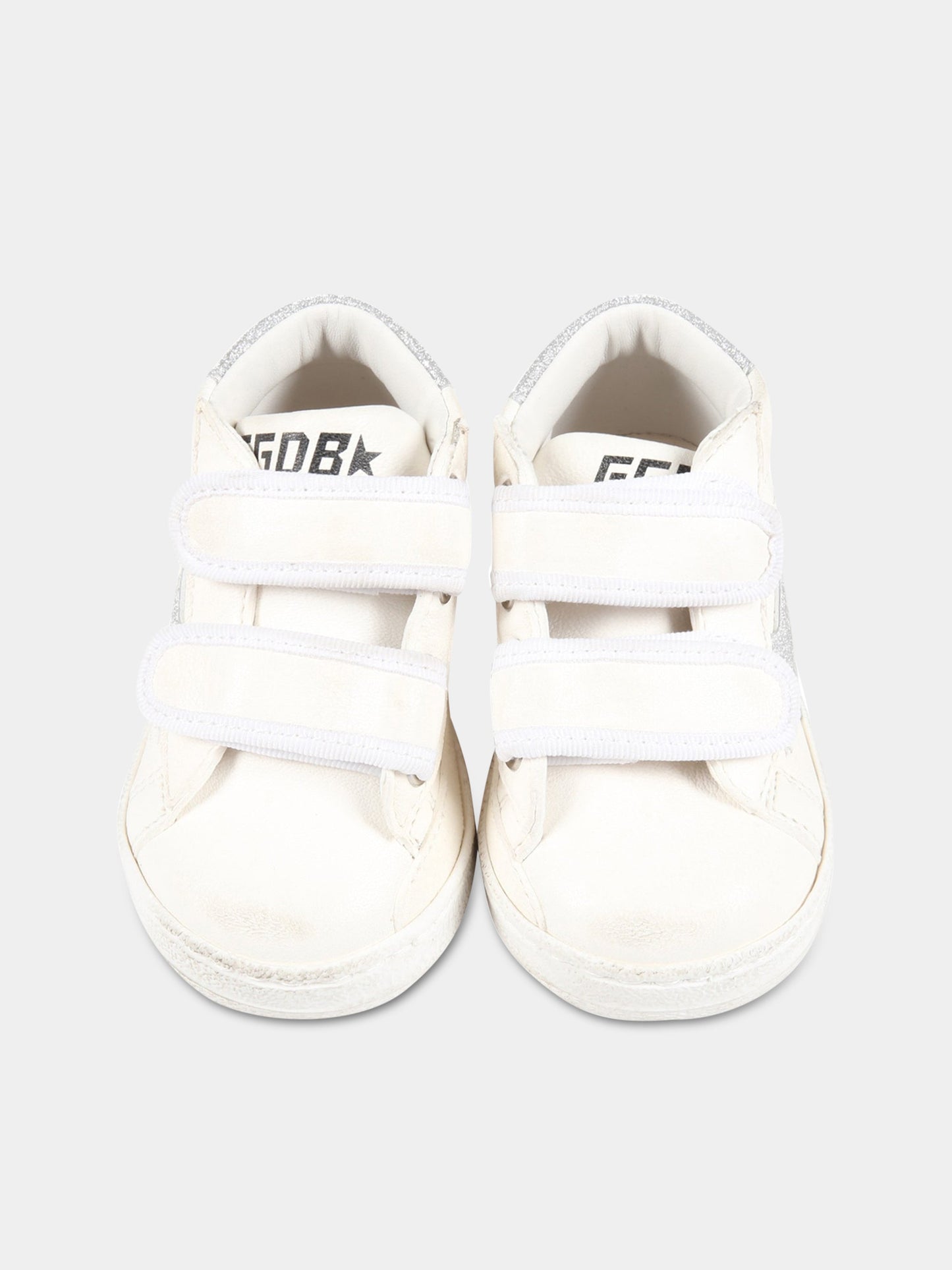 Sneakers bianche per bambina con stella e logo,Golden Goose,GJF00386 F003323 80185