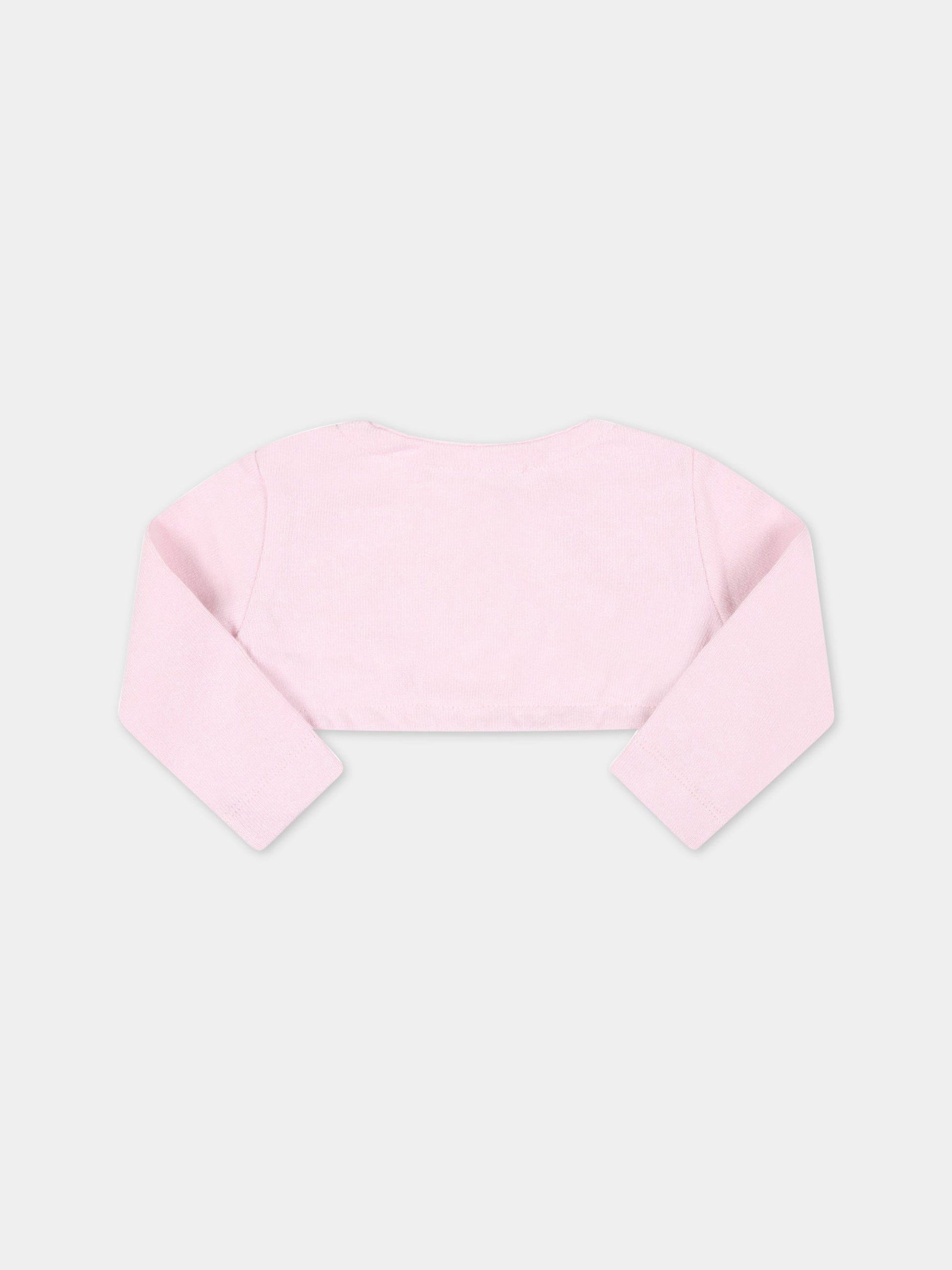 Cardigan rosa per neonata con logo,Monnalisa,370CAR 0203 0091