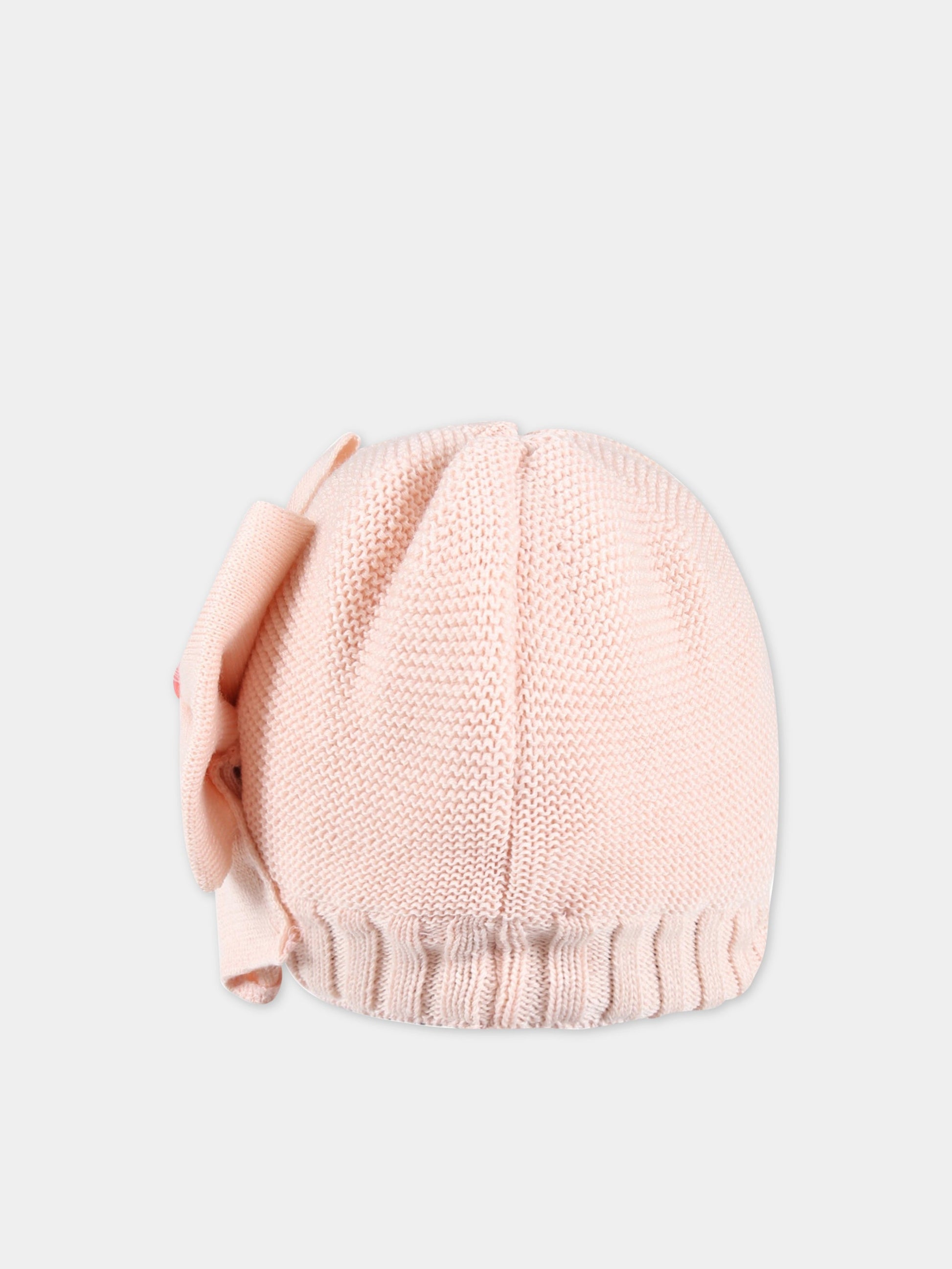 Cappello rosa per neonata con fiocco,Monnalisa,370000 0081 0092