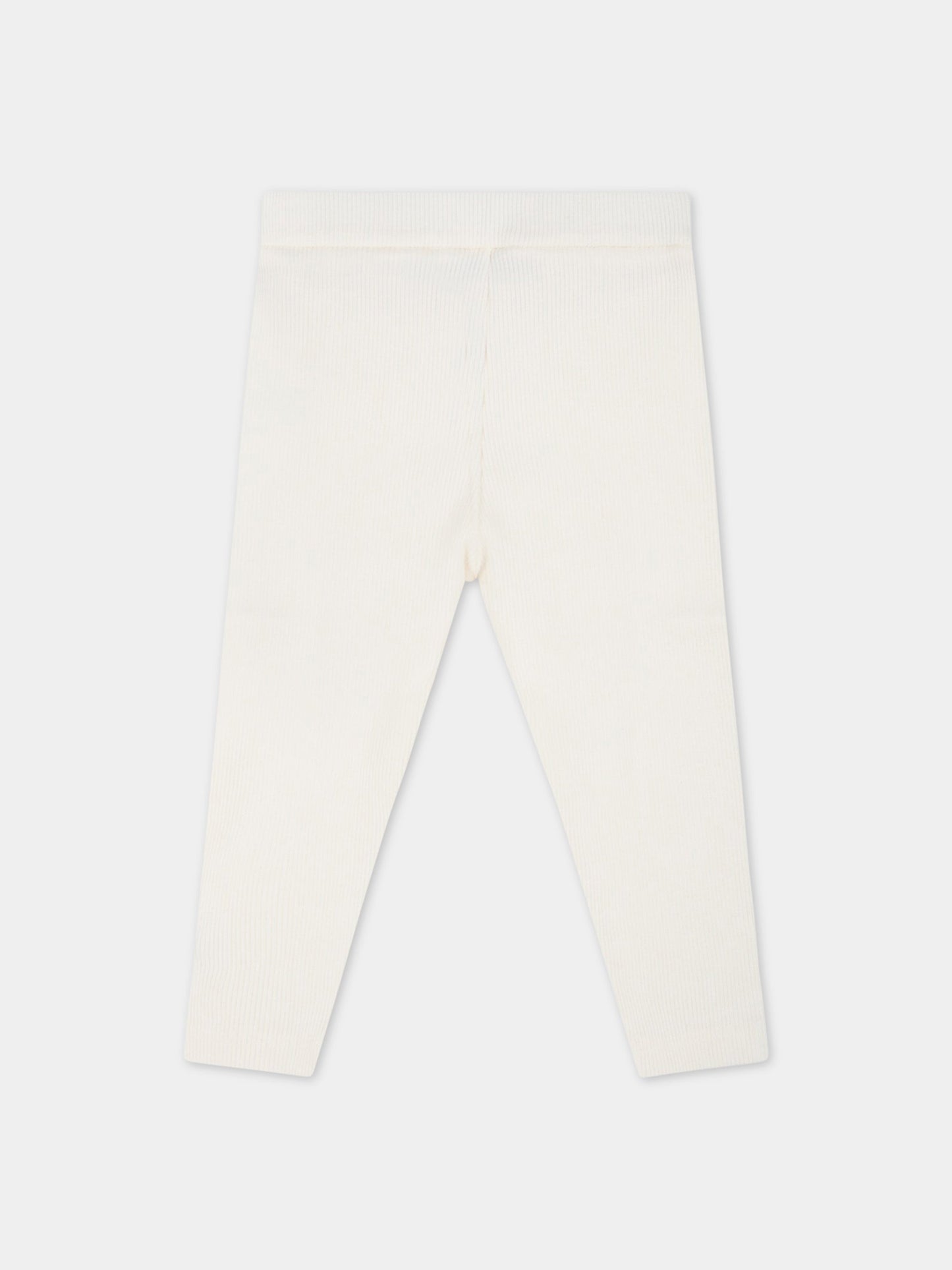 Leggings bianco per neonati con patch,Moncler Kids,951 8H00003 899QJ 034