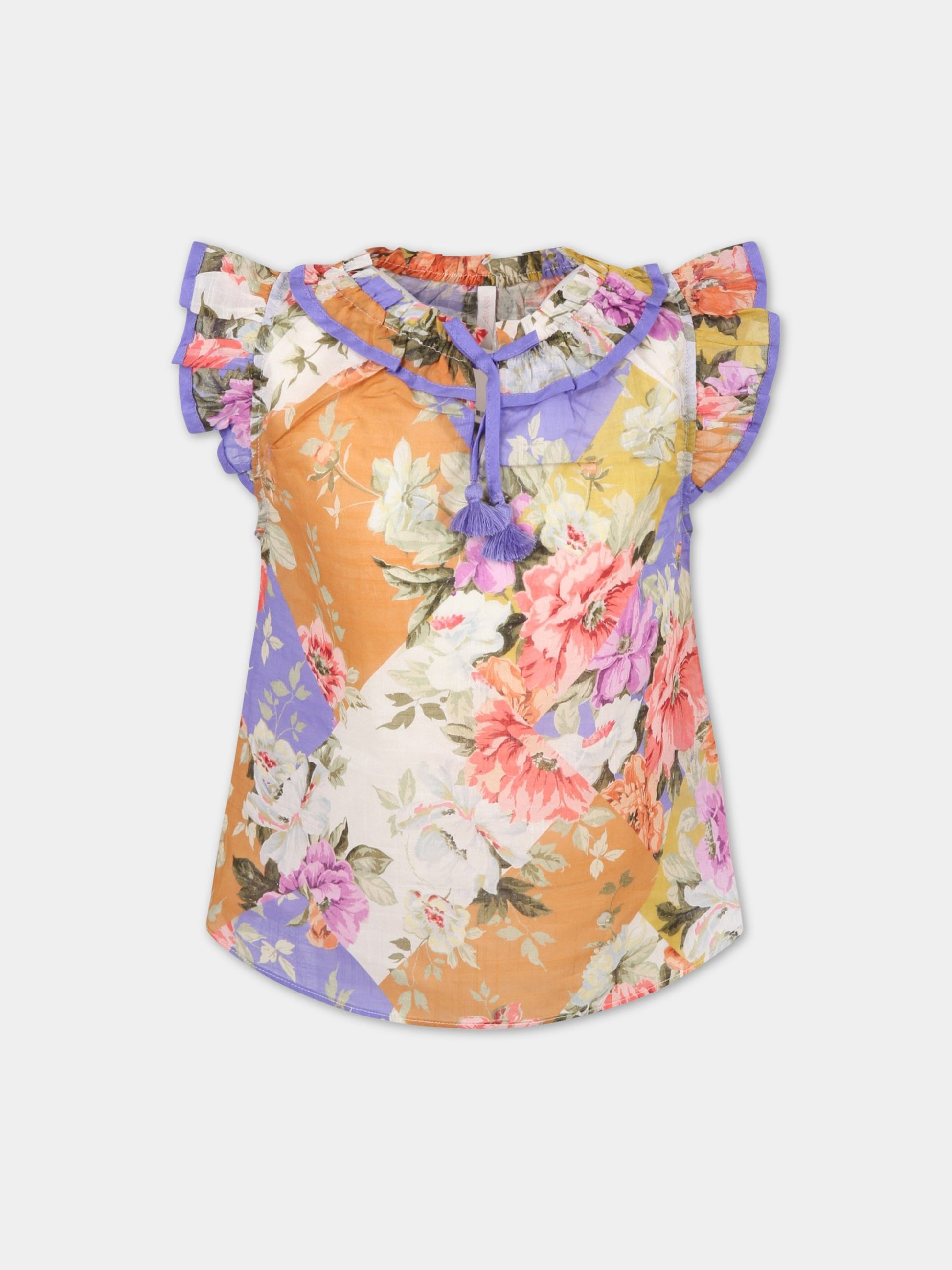 Blusa multicolor per bambina con stampa floreale,Zimmermann,3094TSS223