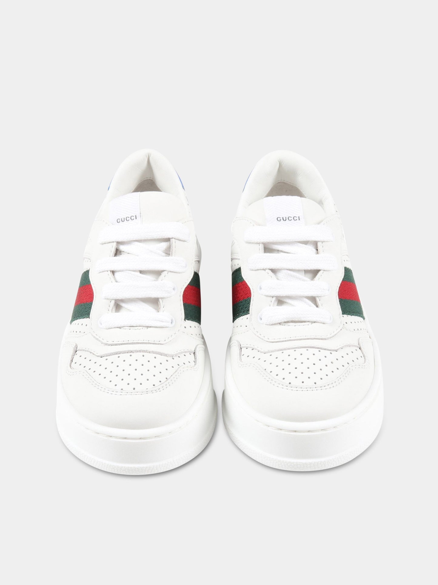 Sneakers bianche per bambini con dettaglio Web,Gucci Kids,702914/16 UPG10 9060