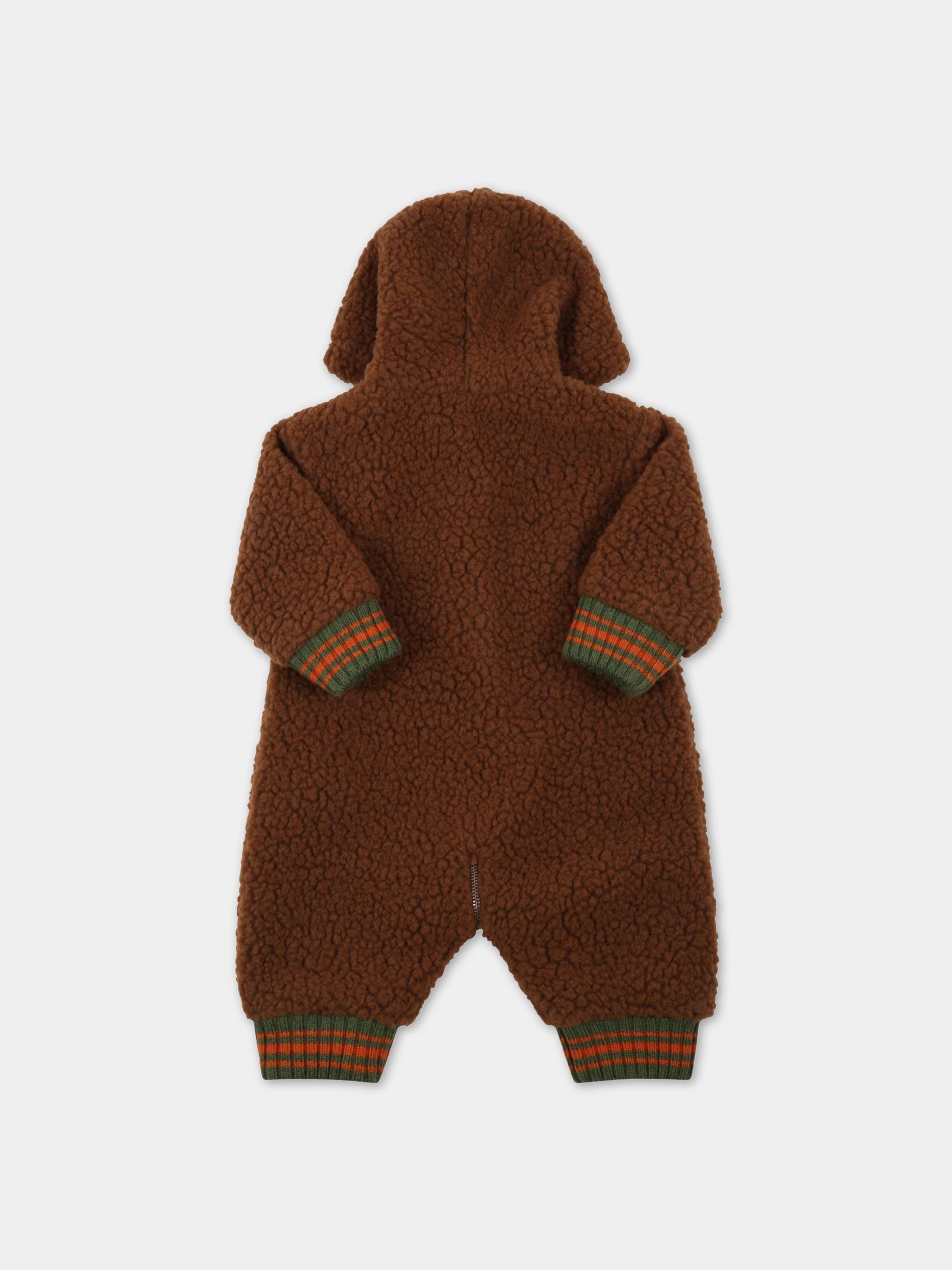 Tuta marrone per neonata con cuori, stelle e logo,Gucci Kids,703290 XWATX 5150