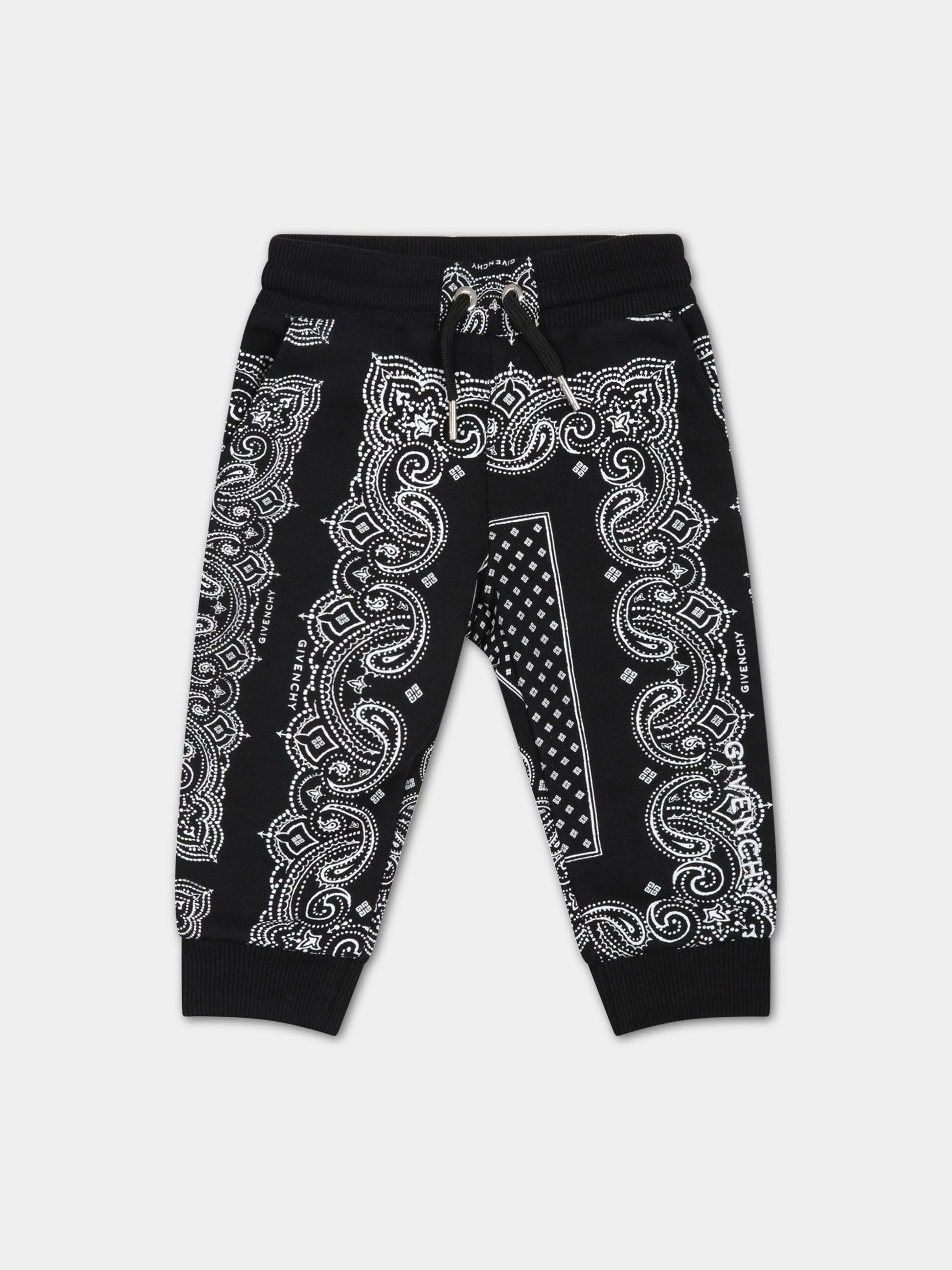 Pantalone nero per neonato con logo bianco,Givenchy Kids,H04139 09B